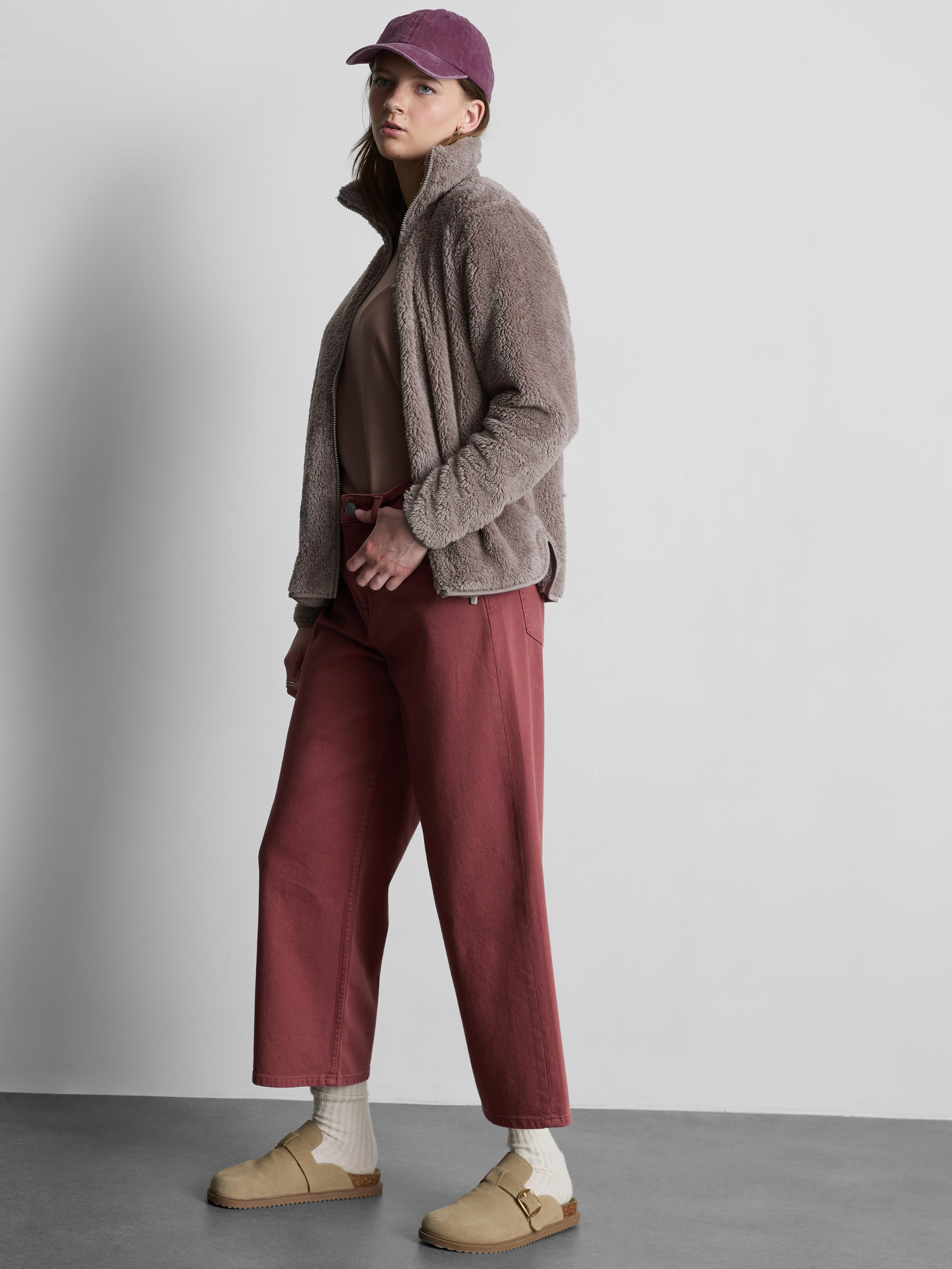 High Neck Teddy Fleece Taupe
