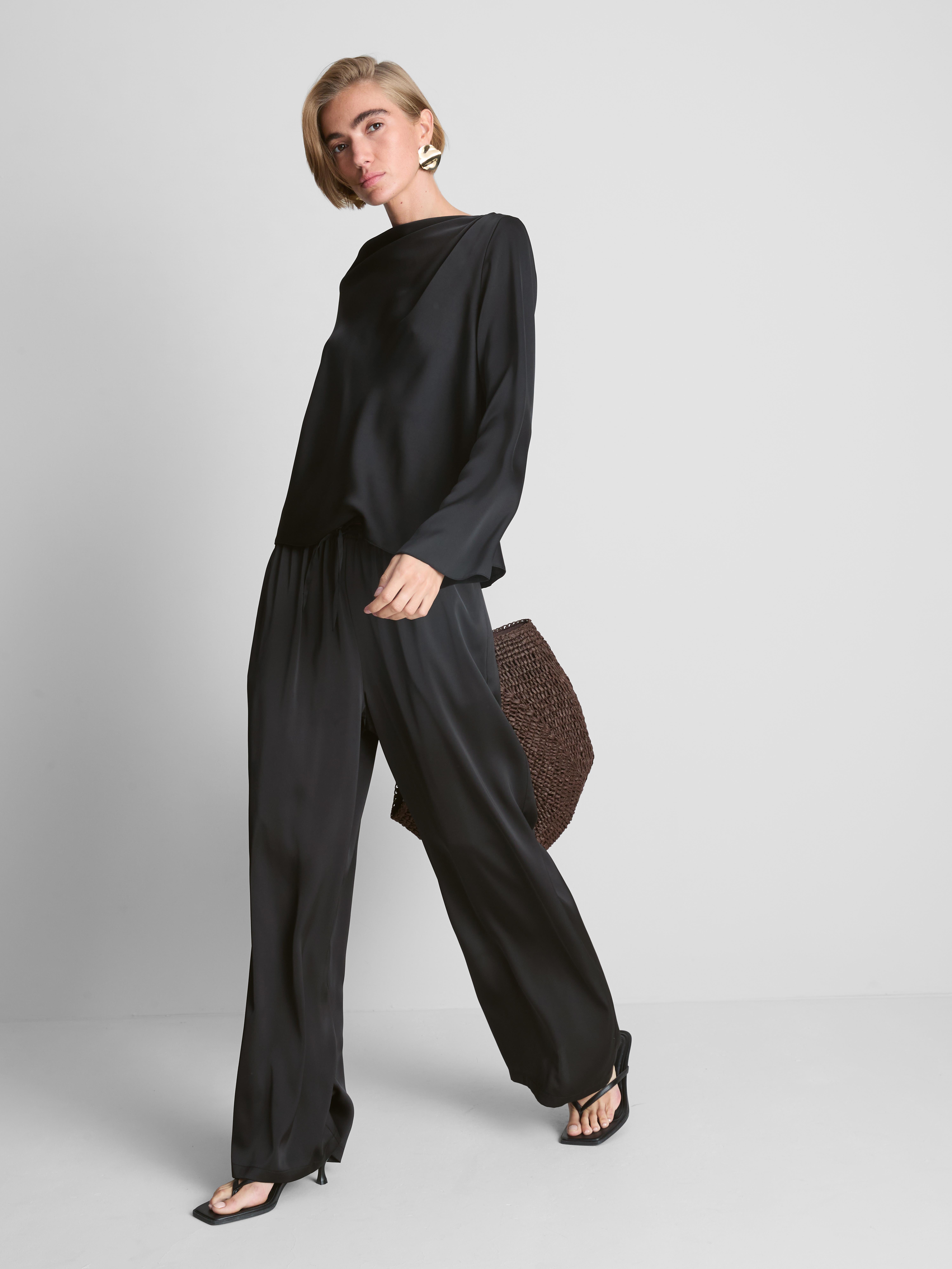 Womens Black Wide Leg Satin Trousers | Primark