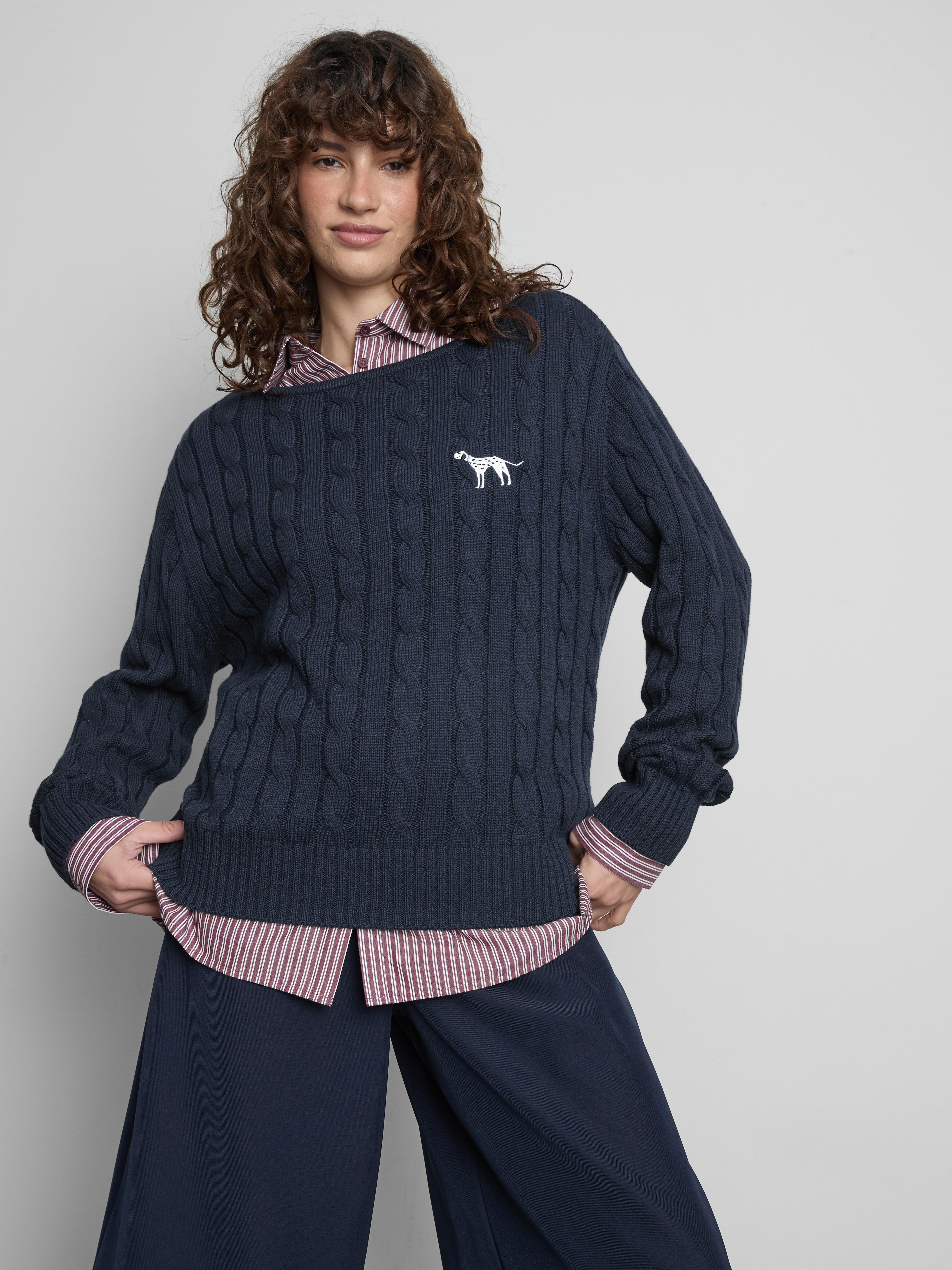 The Primark Scene | Pull en maille torsadée en coton Bleu marine