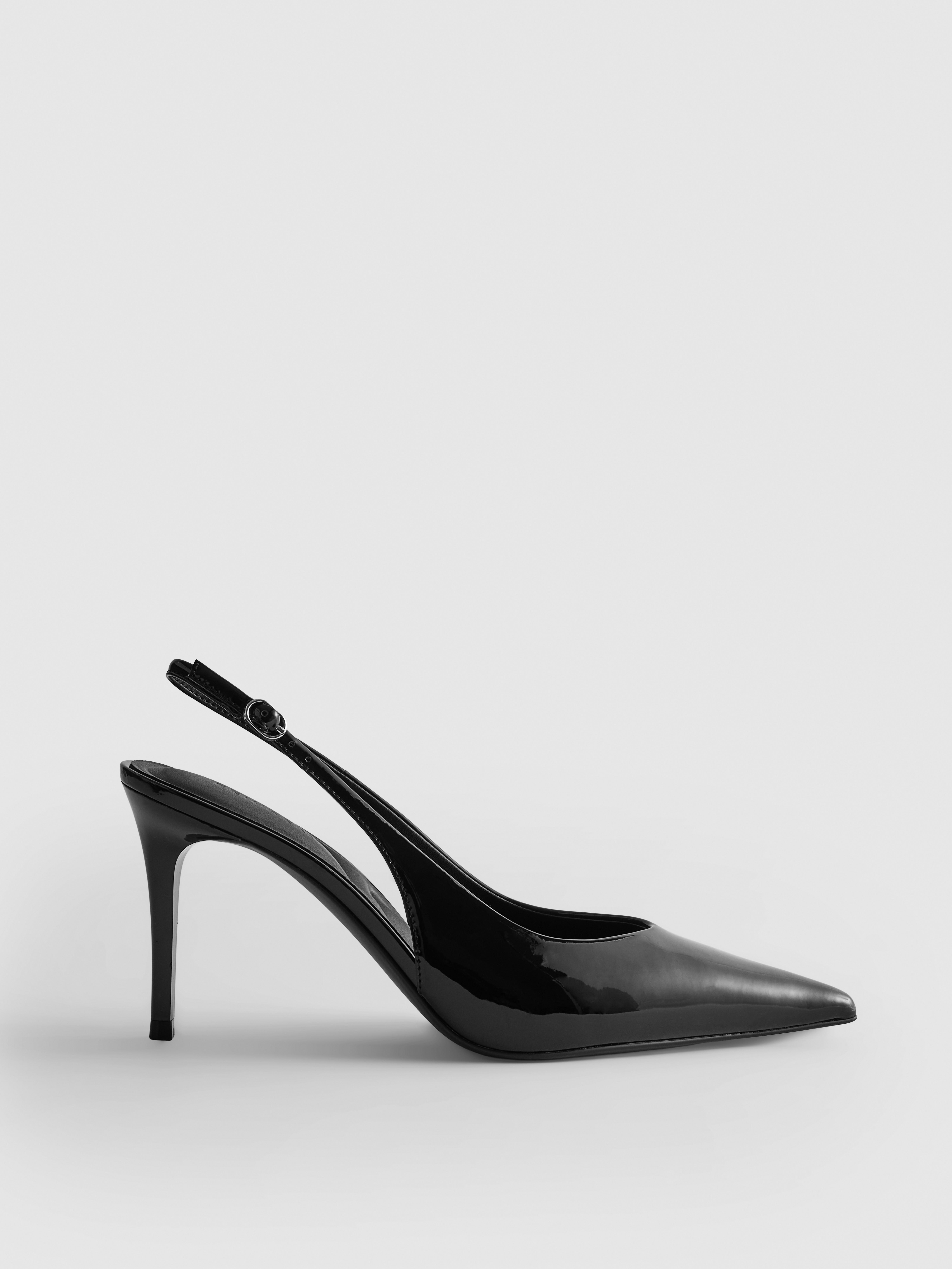 Faux Leather Slingback Court Heels