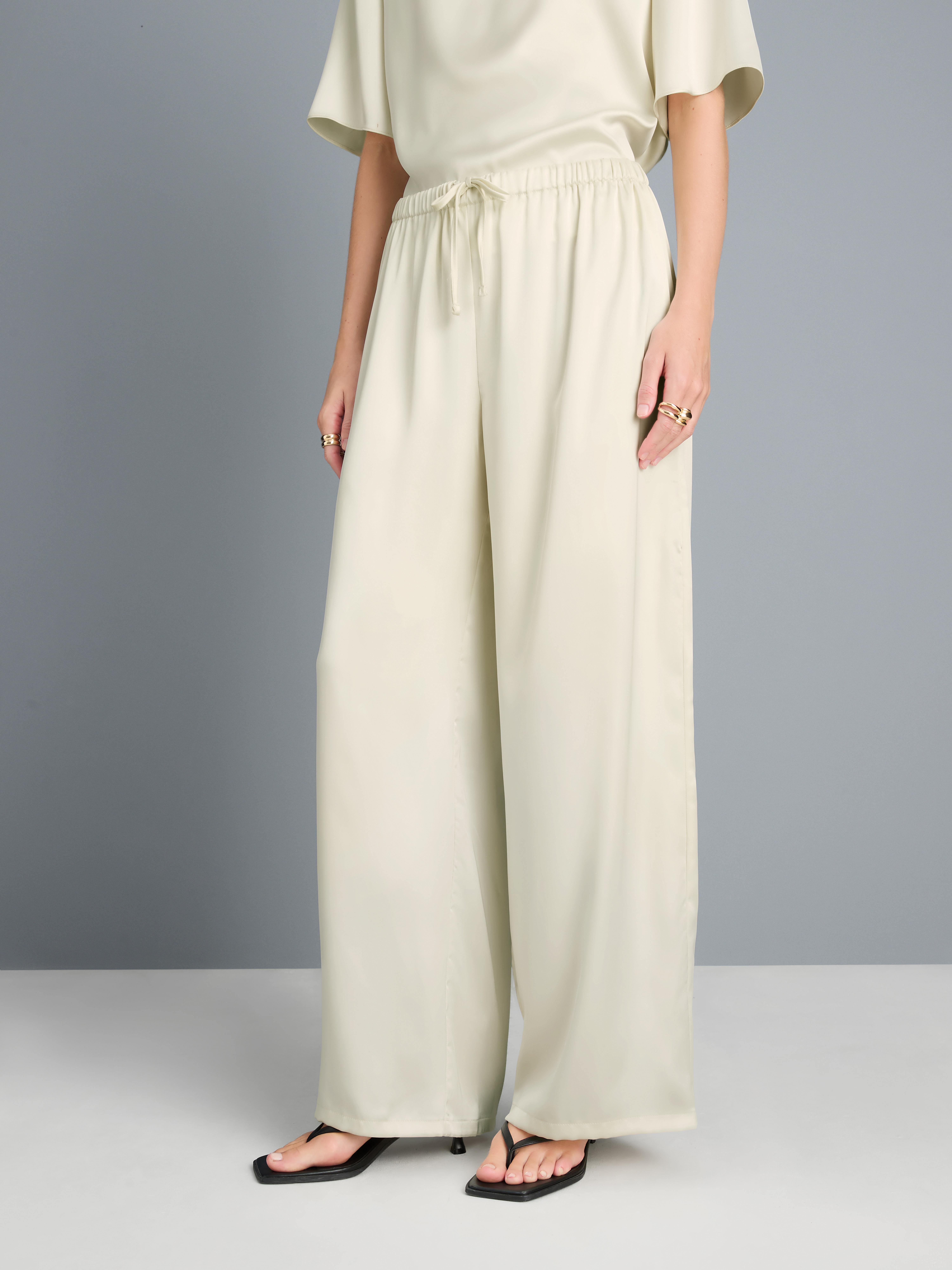 Pantalon large en satin