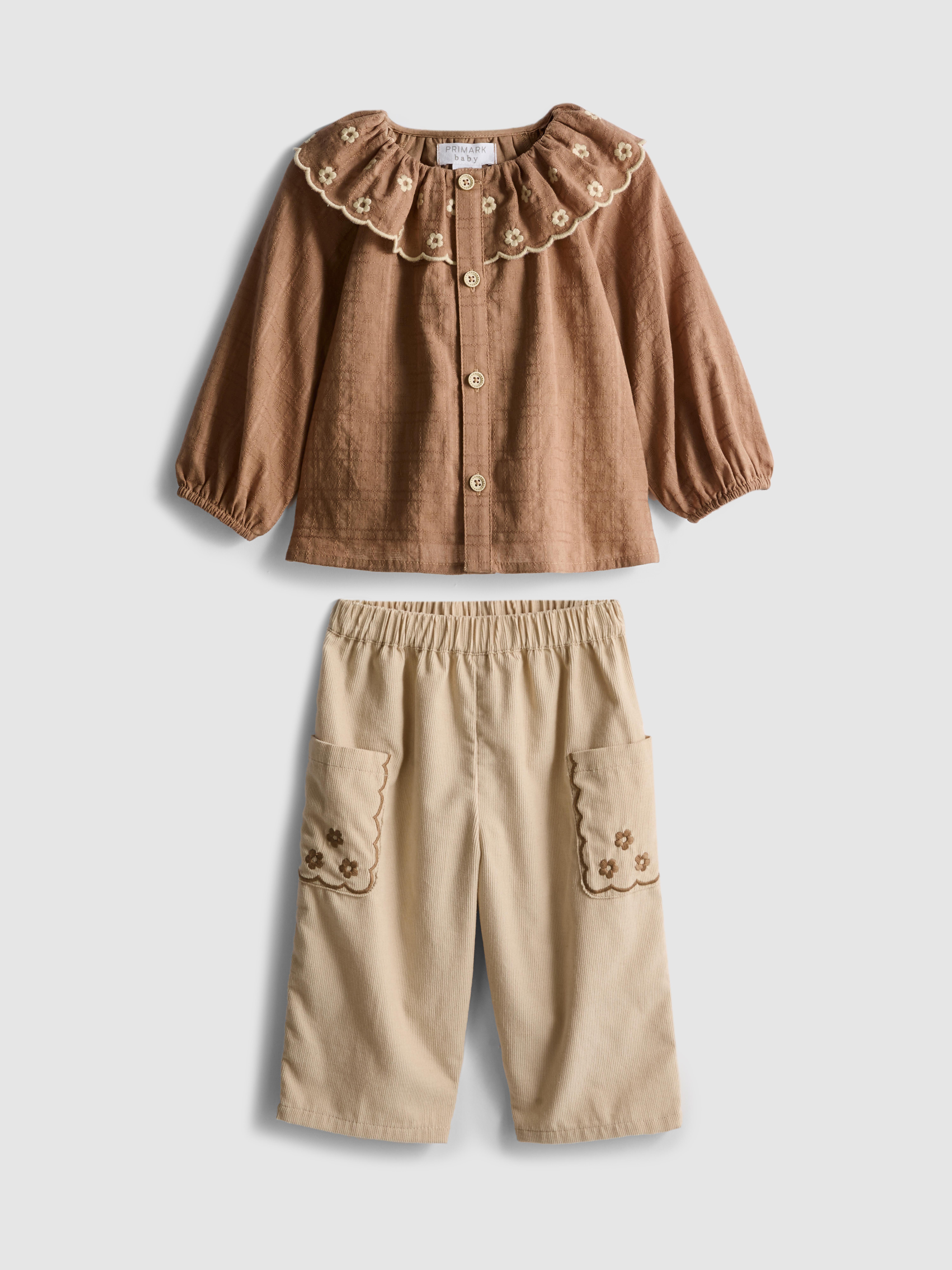0-18mths | Collared Blouse and Pants Newborn Set