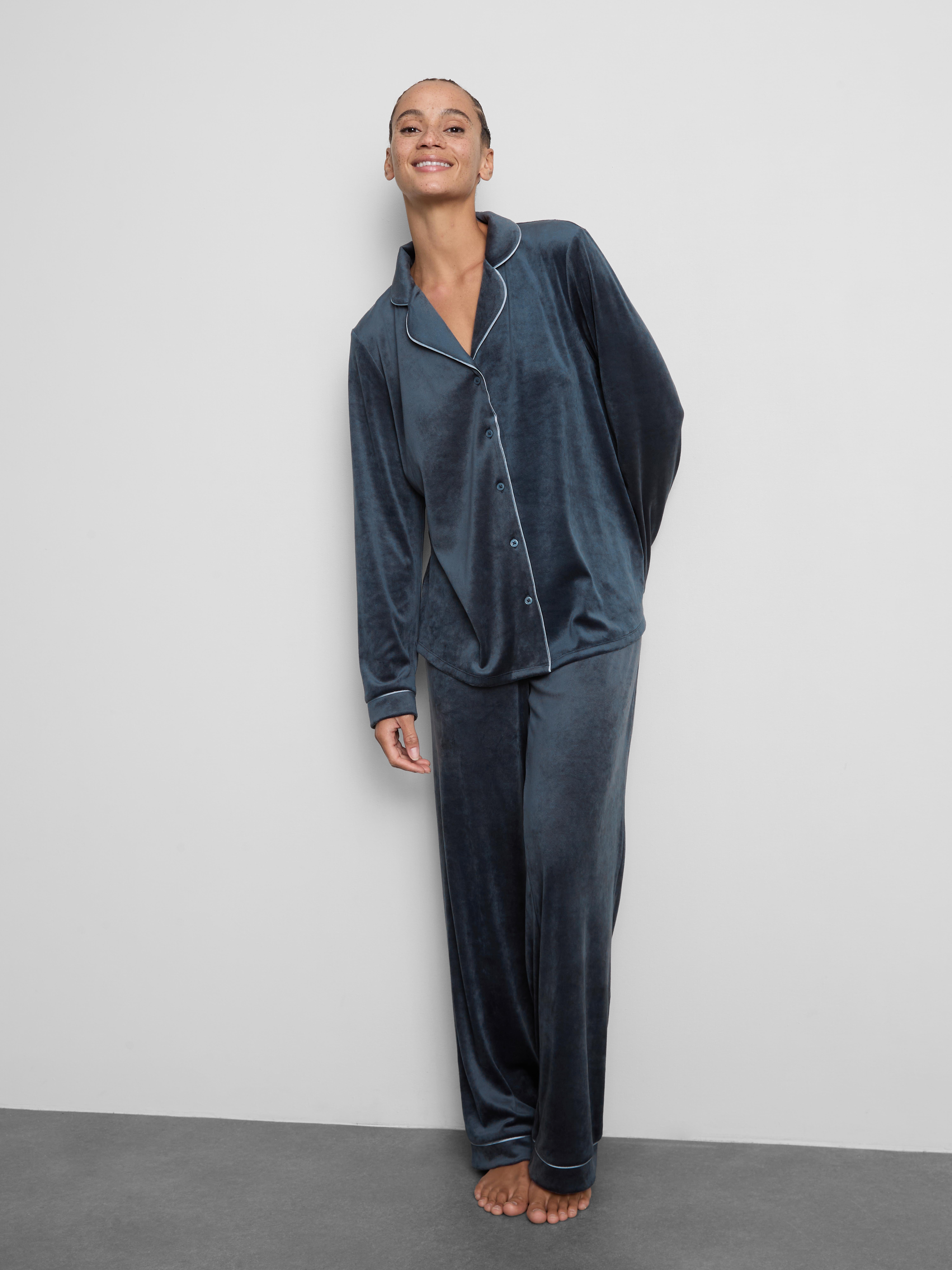 Piped Plush Boyfriend Pajamas