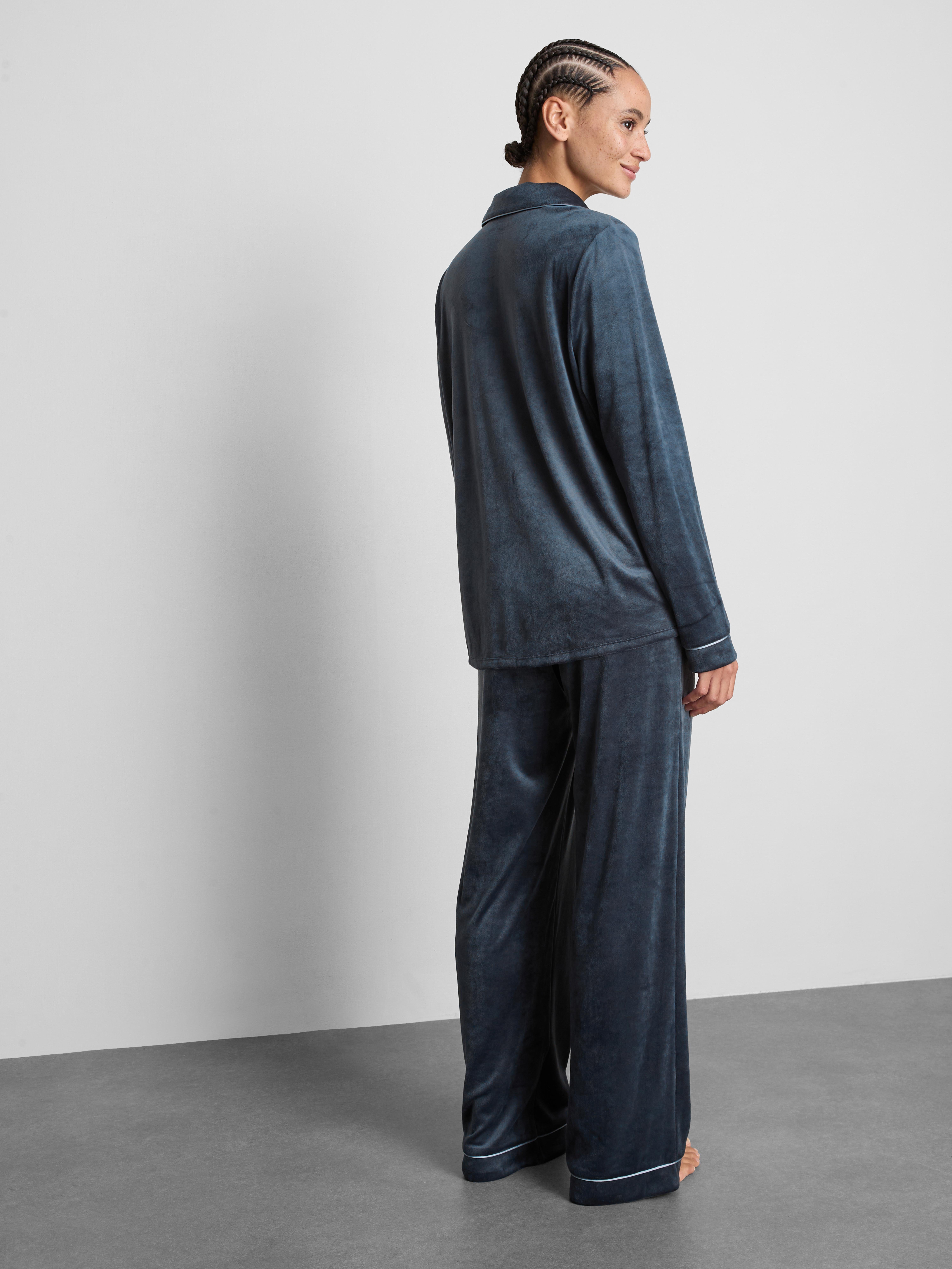 Piped Plush Boyfriend Pajamas