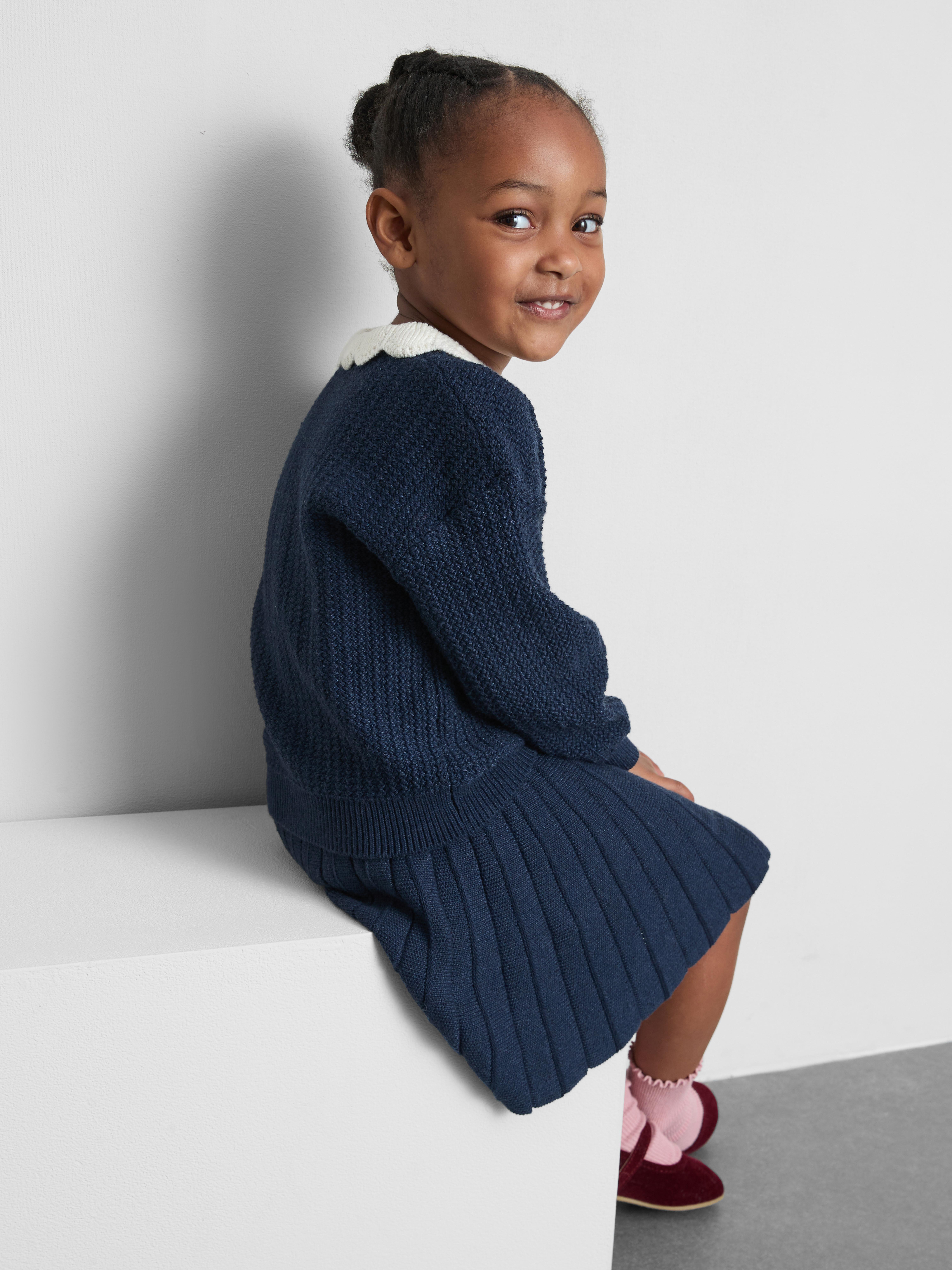 1-9yrs | Collared Cardigan and Pleated Skirt Set