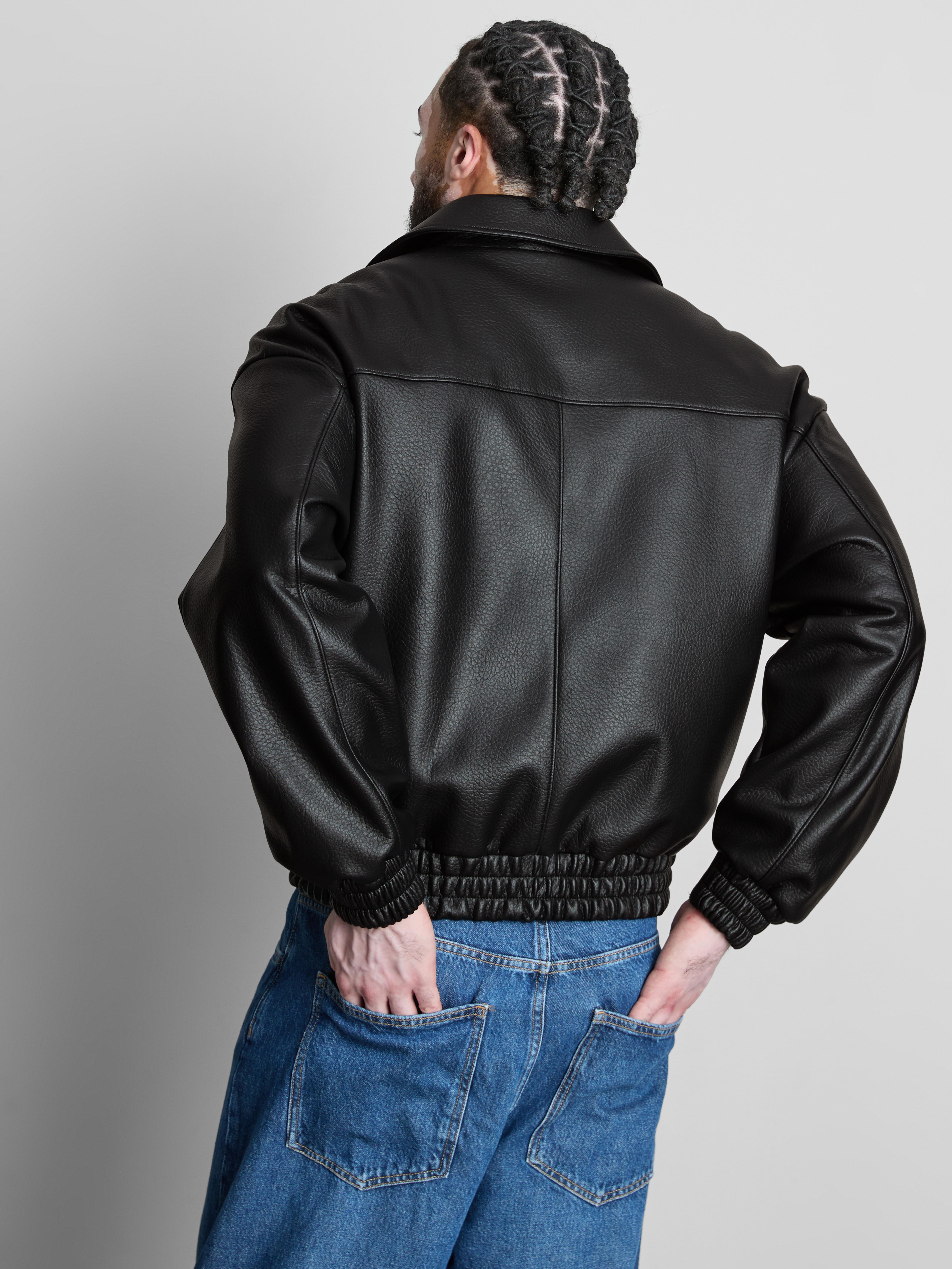 Faux Leather Bomber Jacket