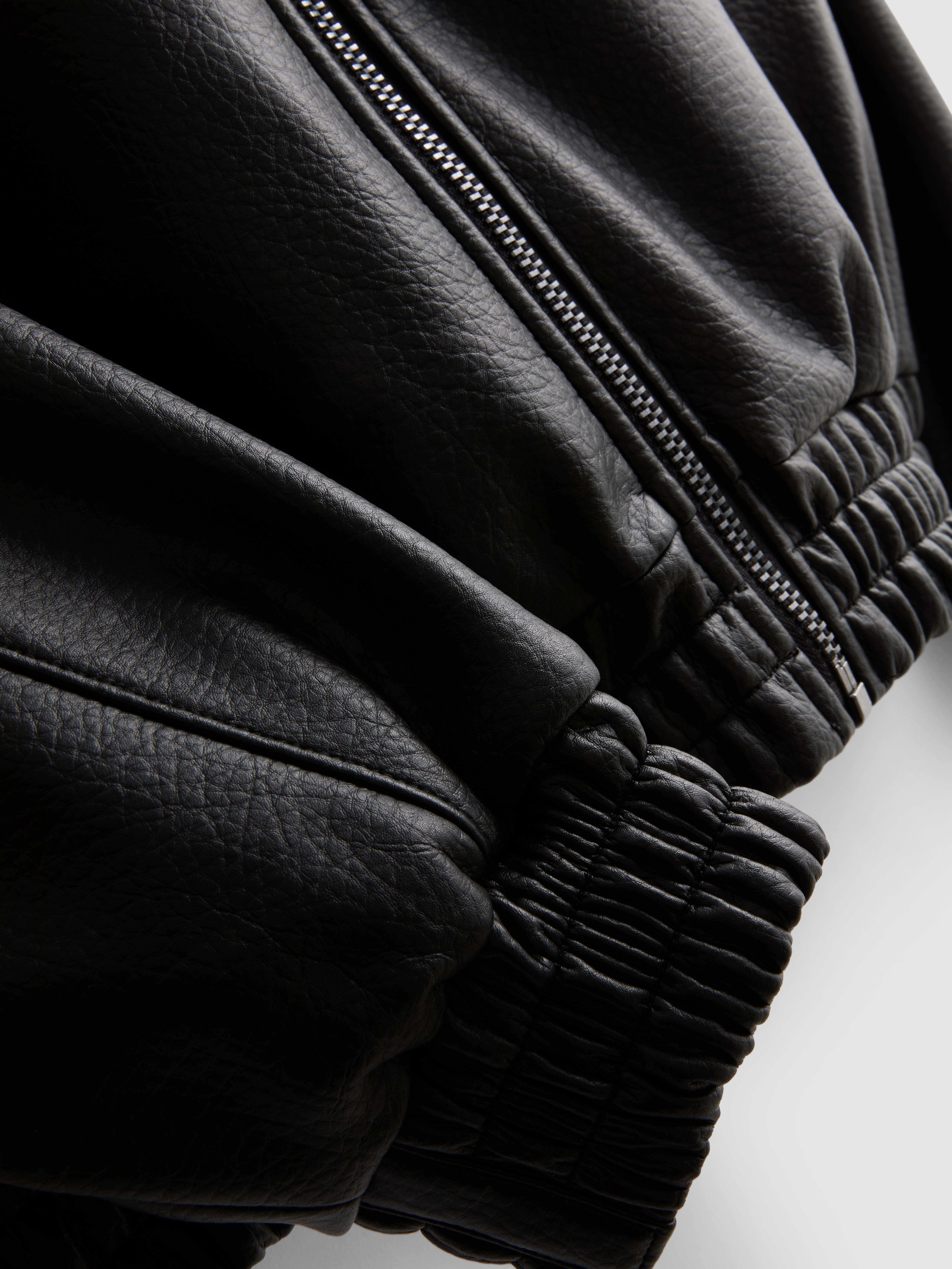 Faux Leather Bomber Jacket