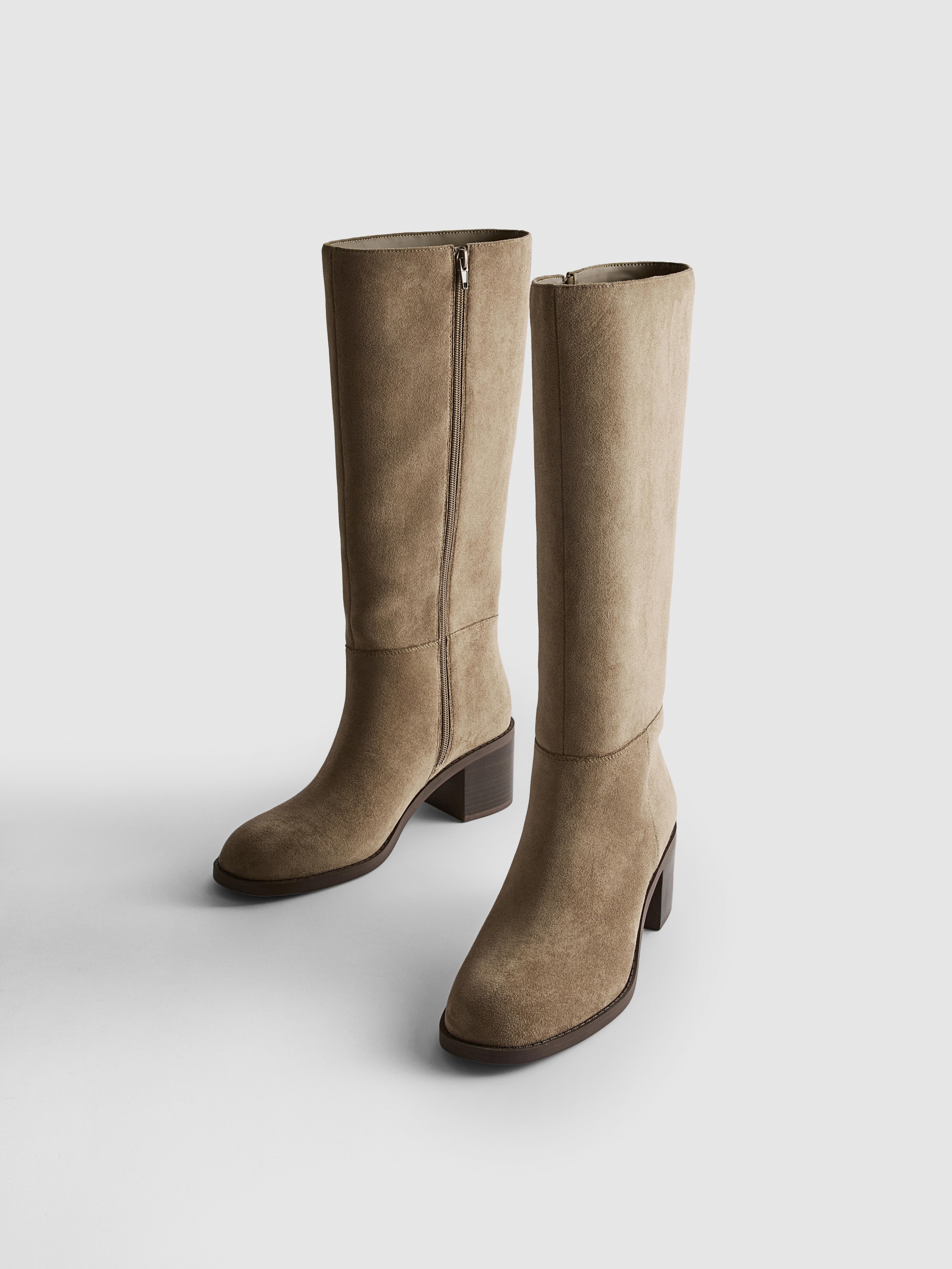 Faux Suede Knee-High Boots