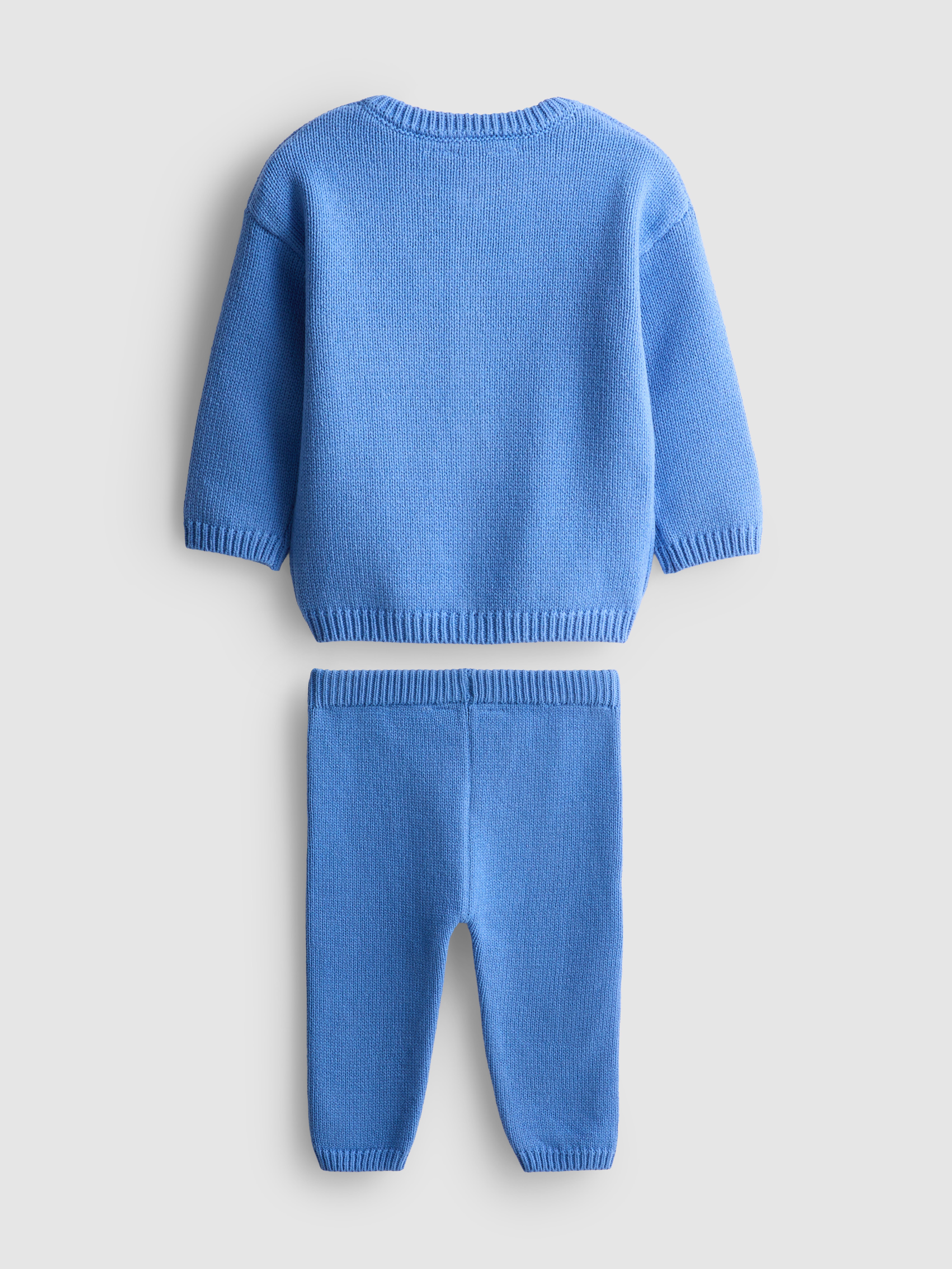 0-18 meses | Casaco malha bordado/leggings algodão recém-nascido