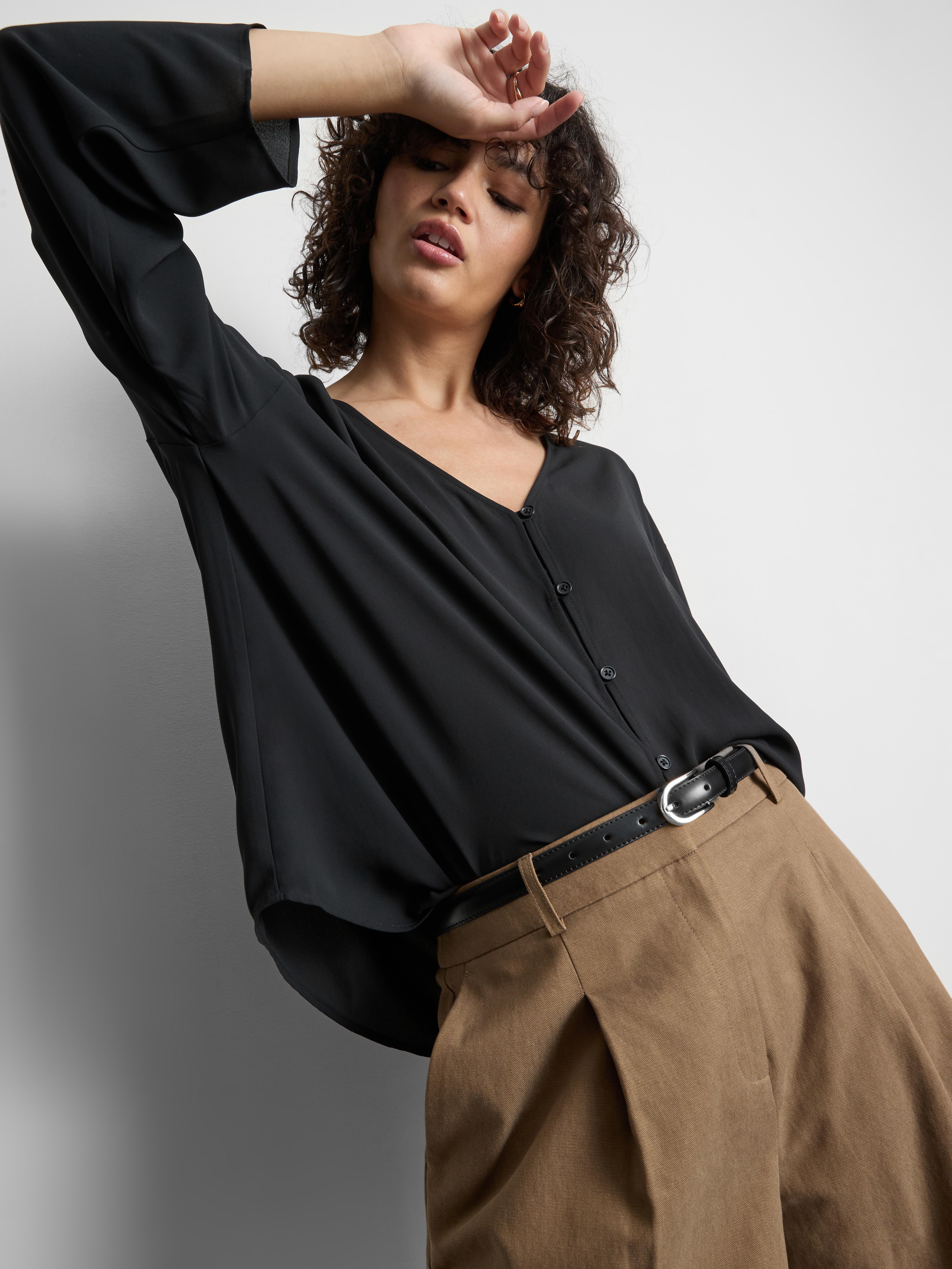 Crepe V-Neck Blouse