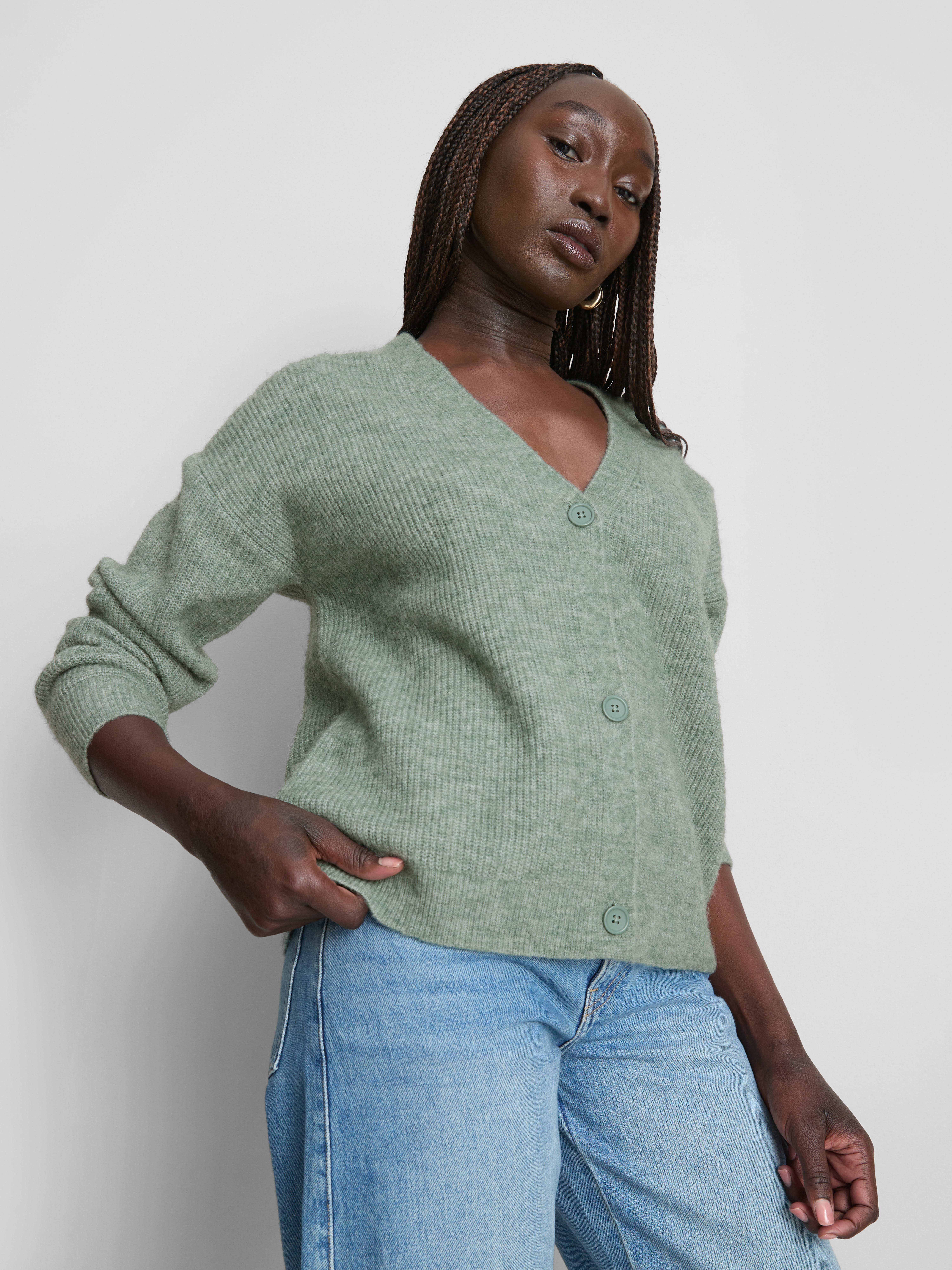 Zacht geribd vest met V-hals Groen
