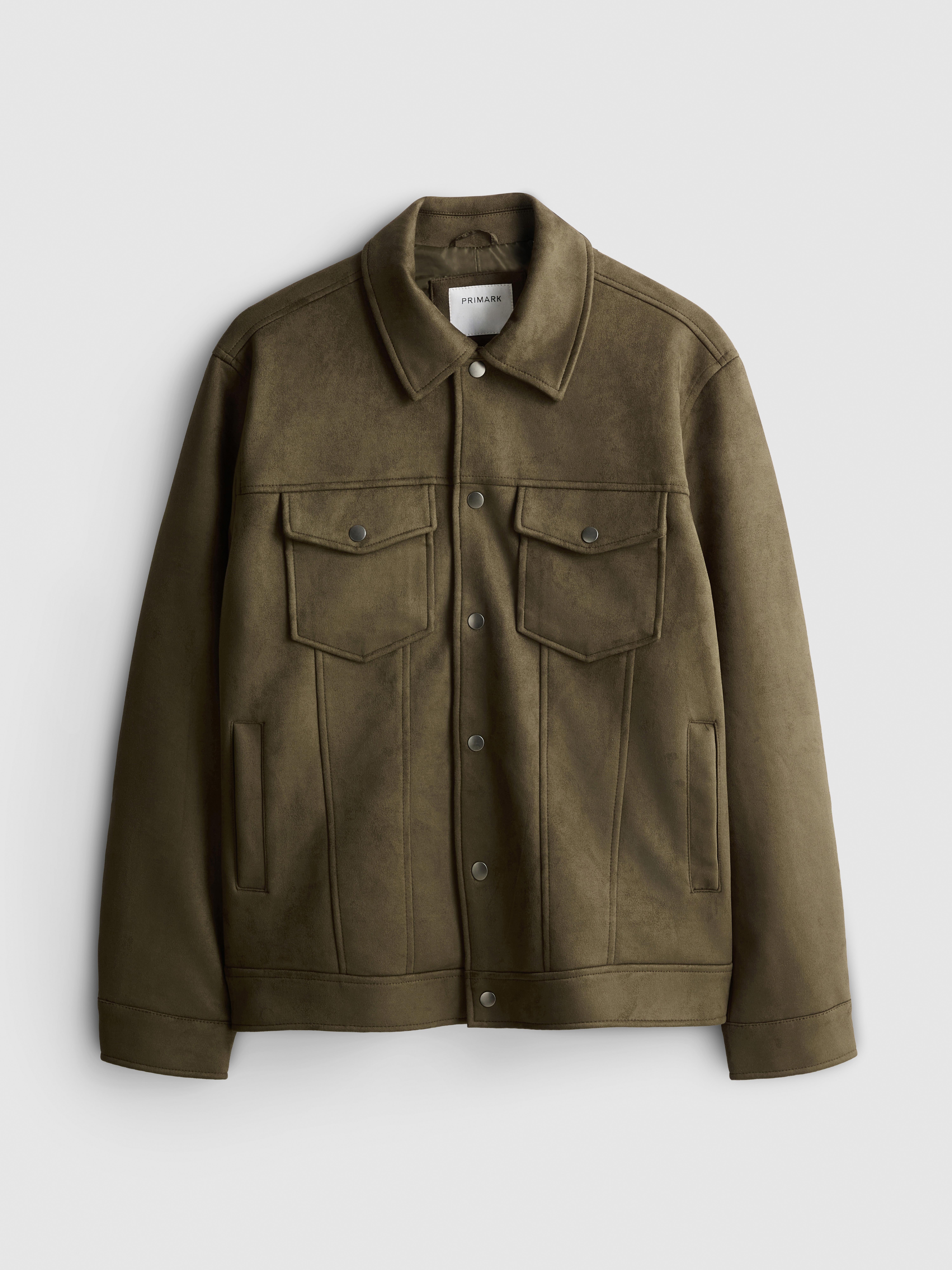 Men's Olive Faux Suede Trucker Jacket | Primark