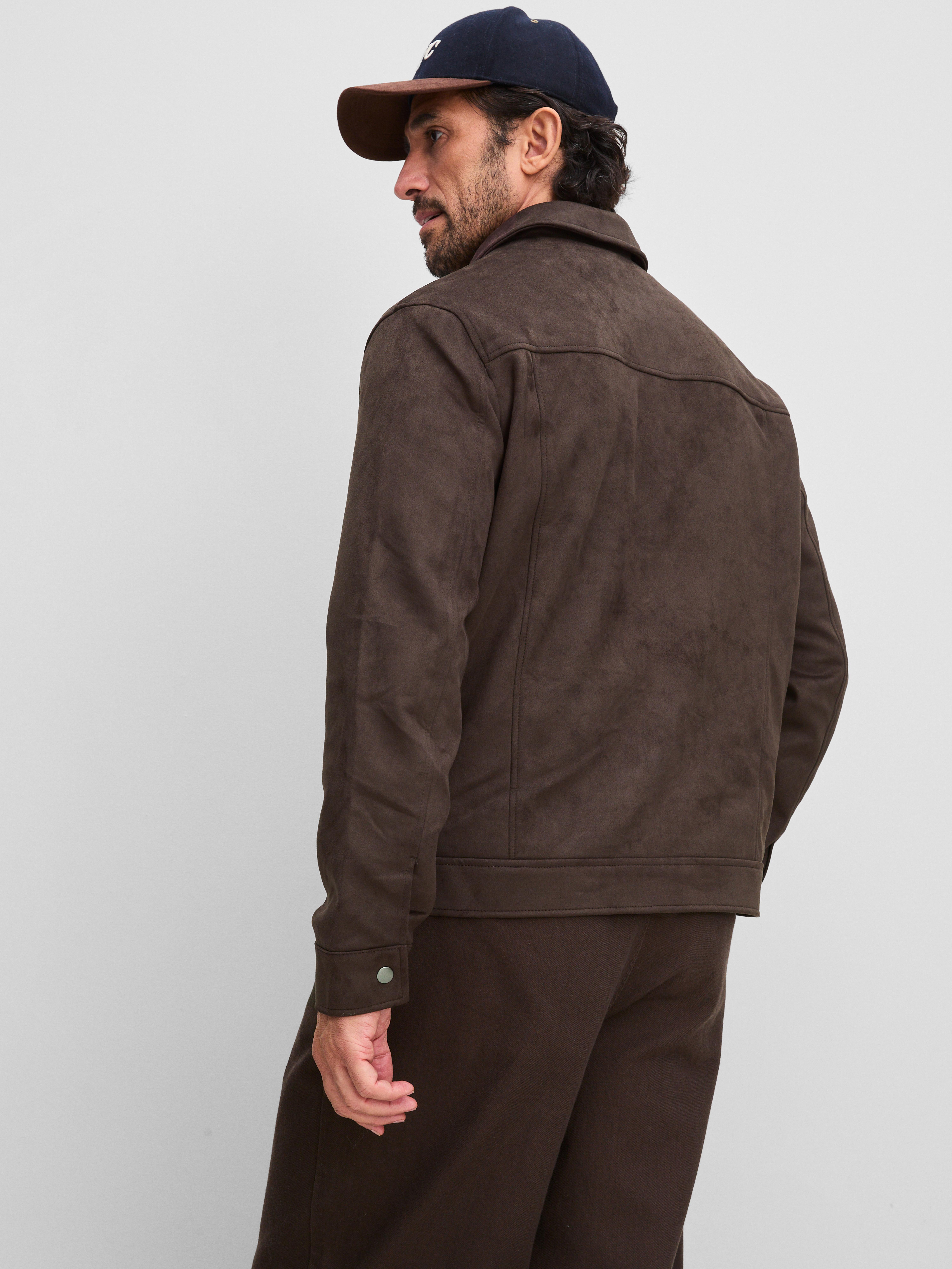Faux Suede Trucker Jacket