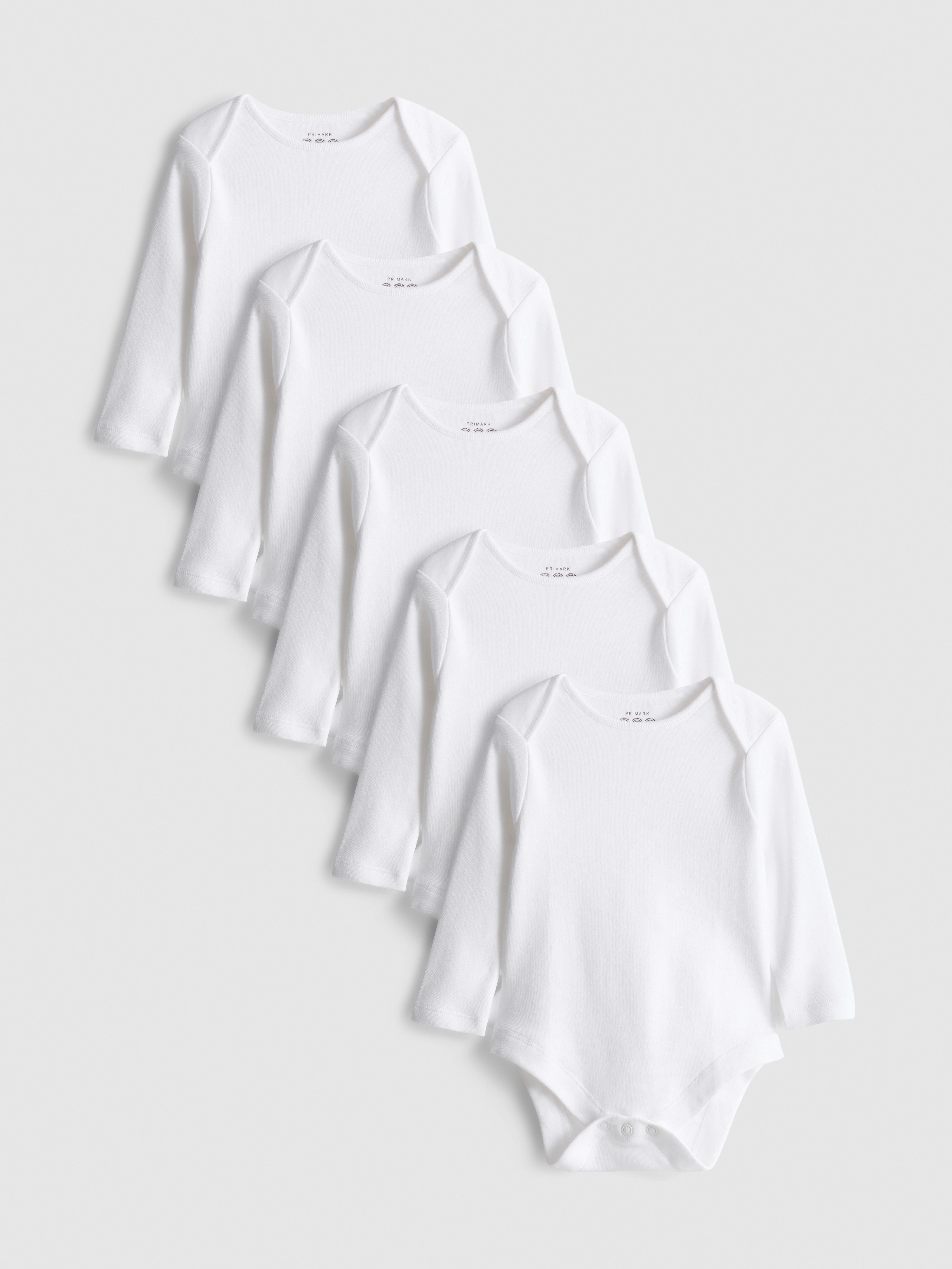 0-36mths | 5pk Pure Cotton Long-Sleeve Onesies