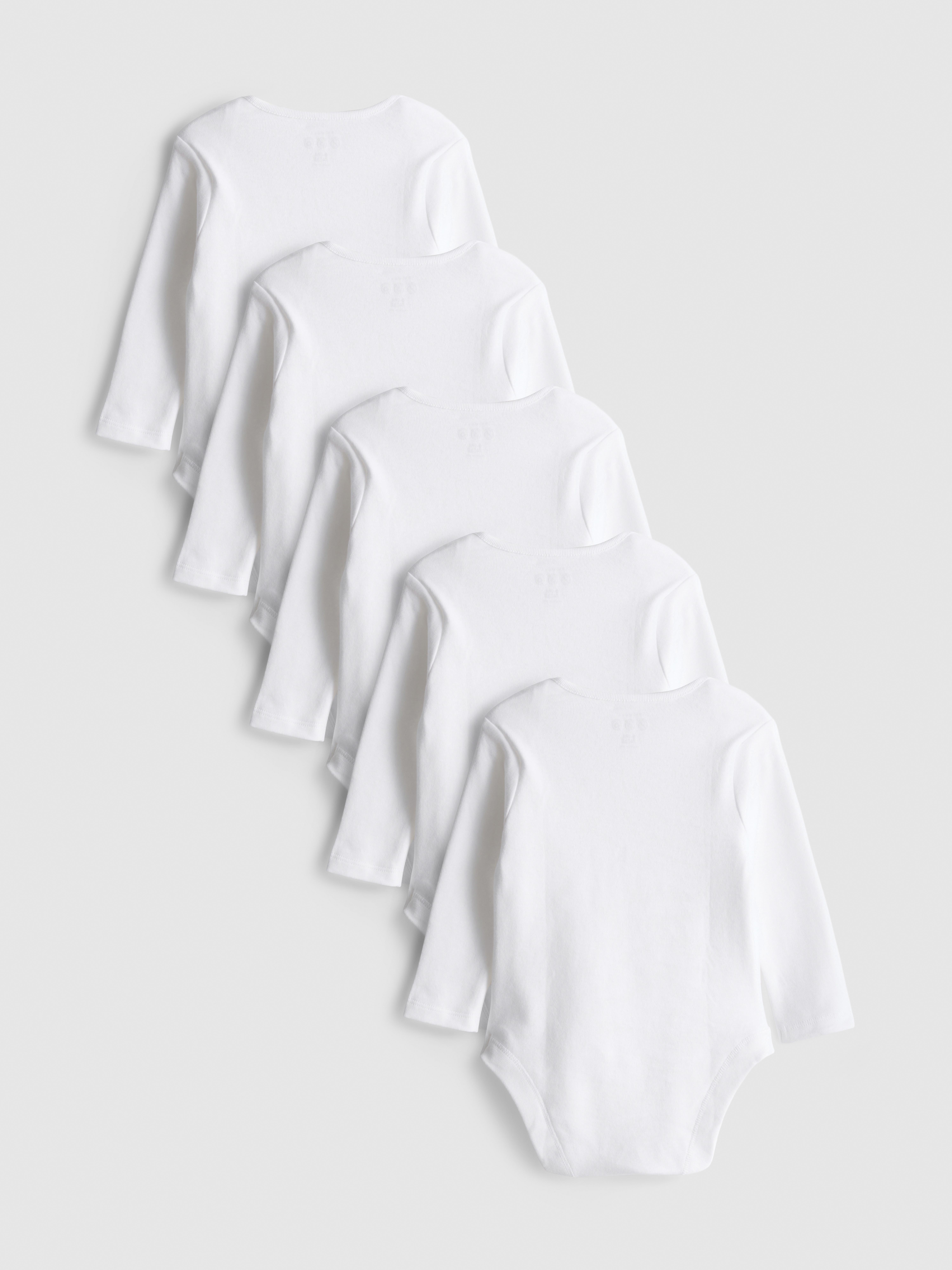0-36mths | 5pk Pure Cotton Long-Sleeve Onesies