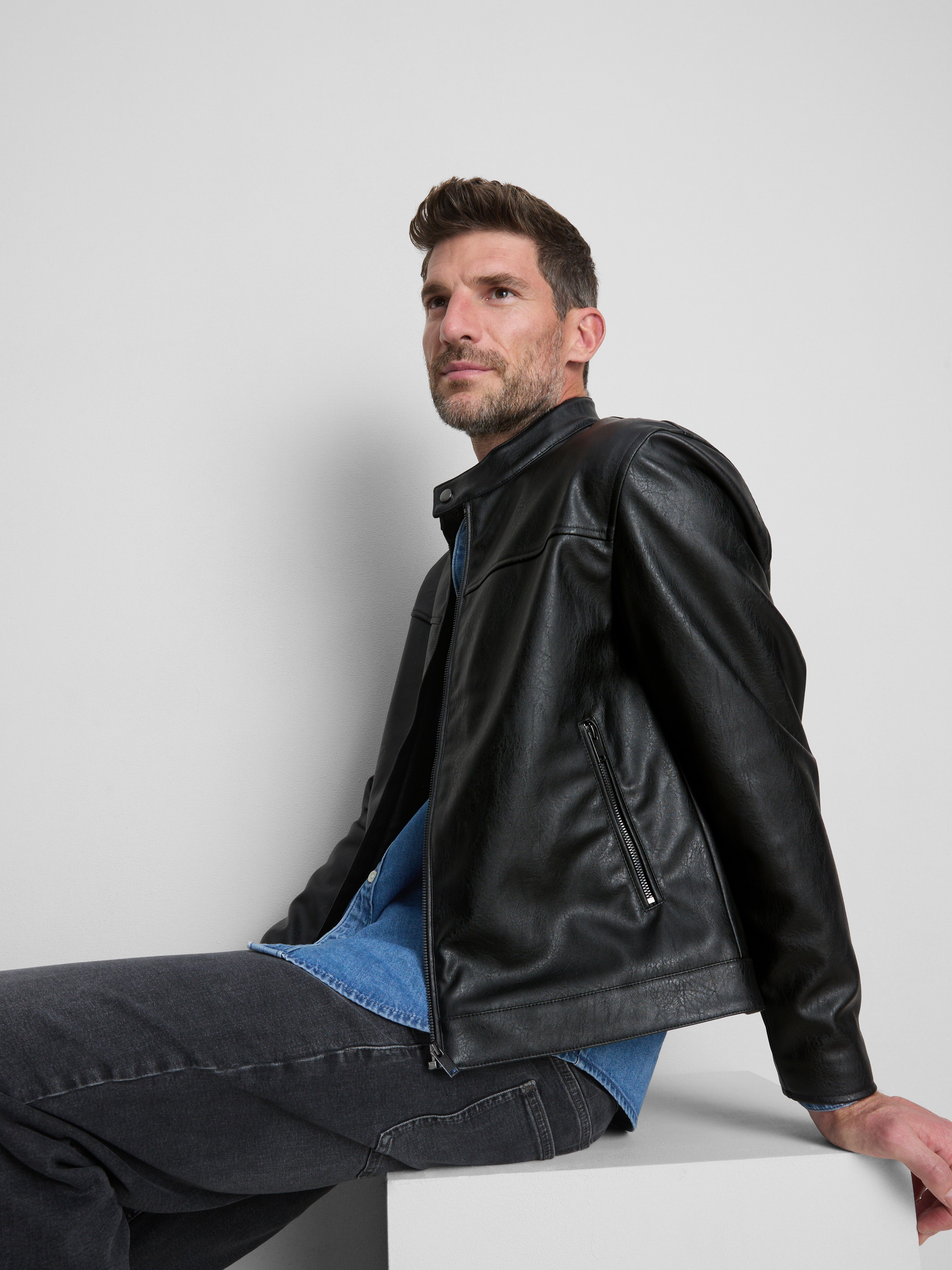 Faux Leather Zip-Up Jacket