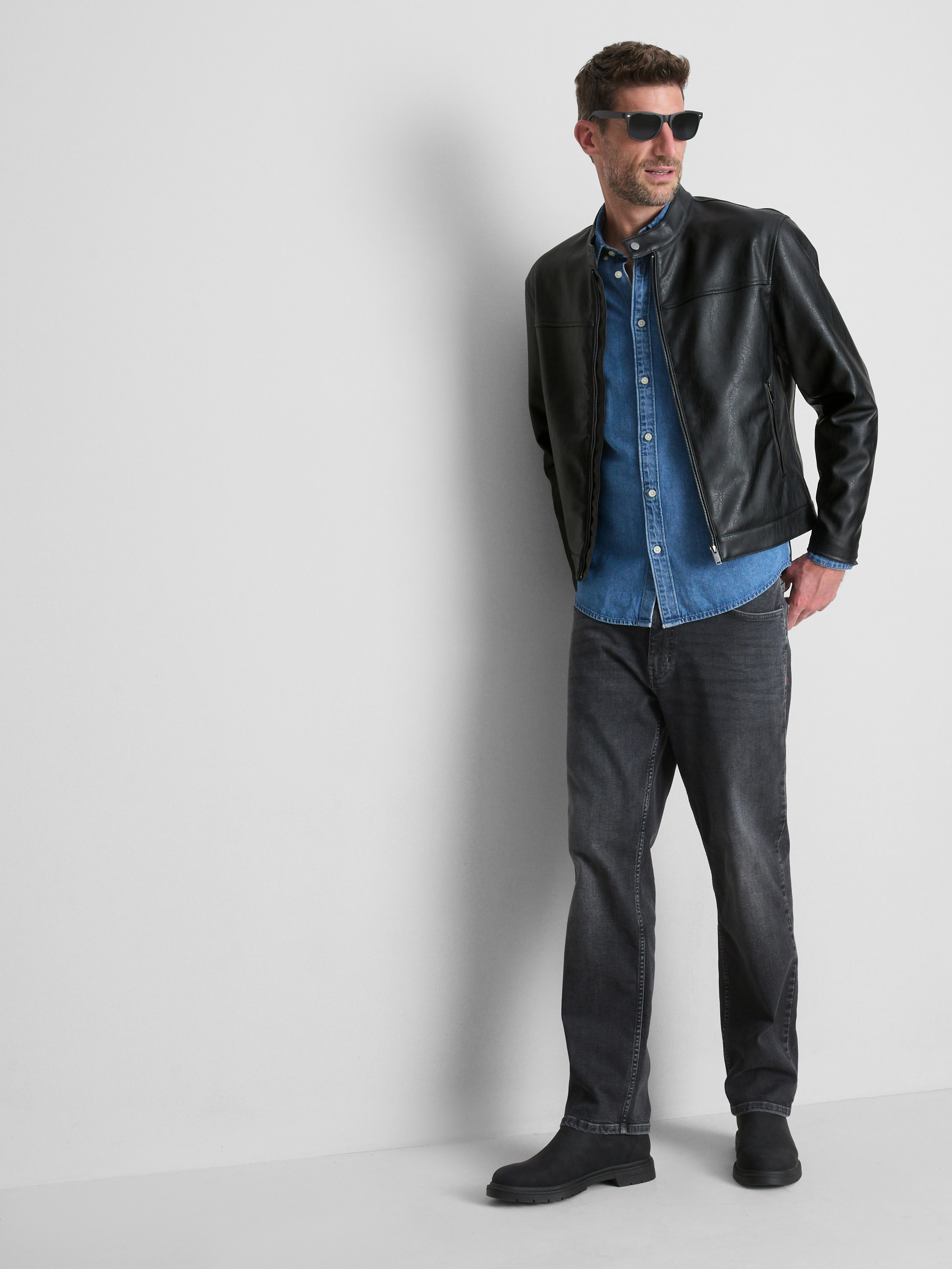 Faux Leather Zip-Up Jacket