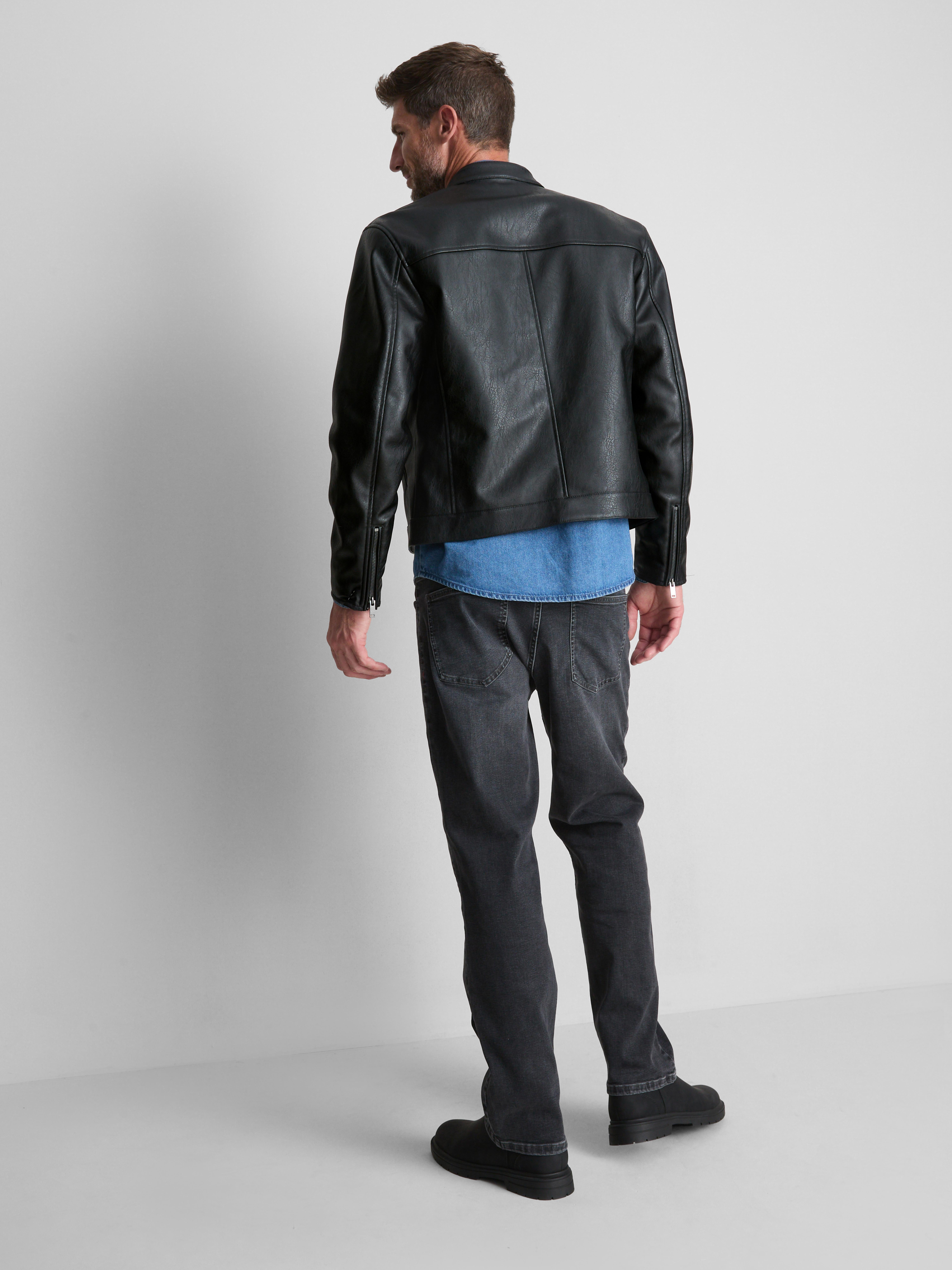 Faux Leather Zip-Up Jacket