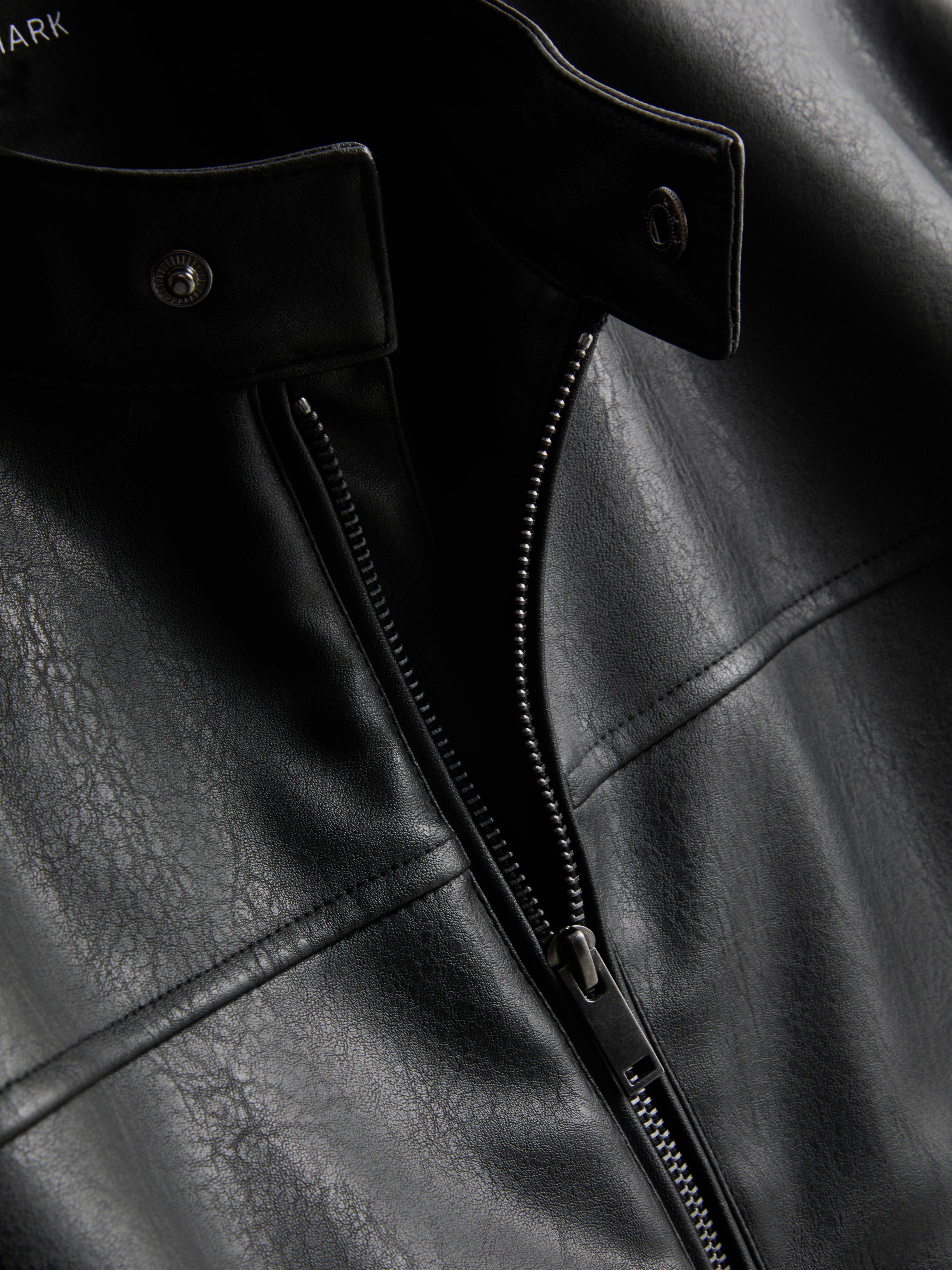 Faux Leather Zip-Up Jacket