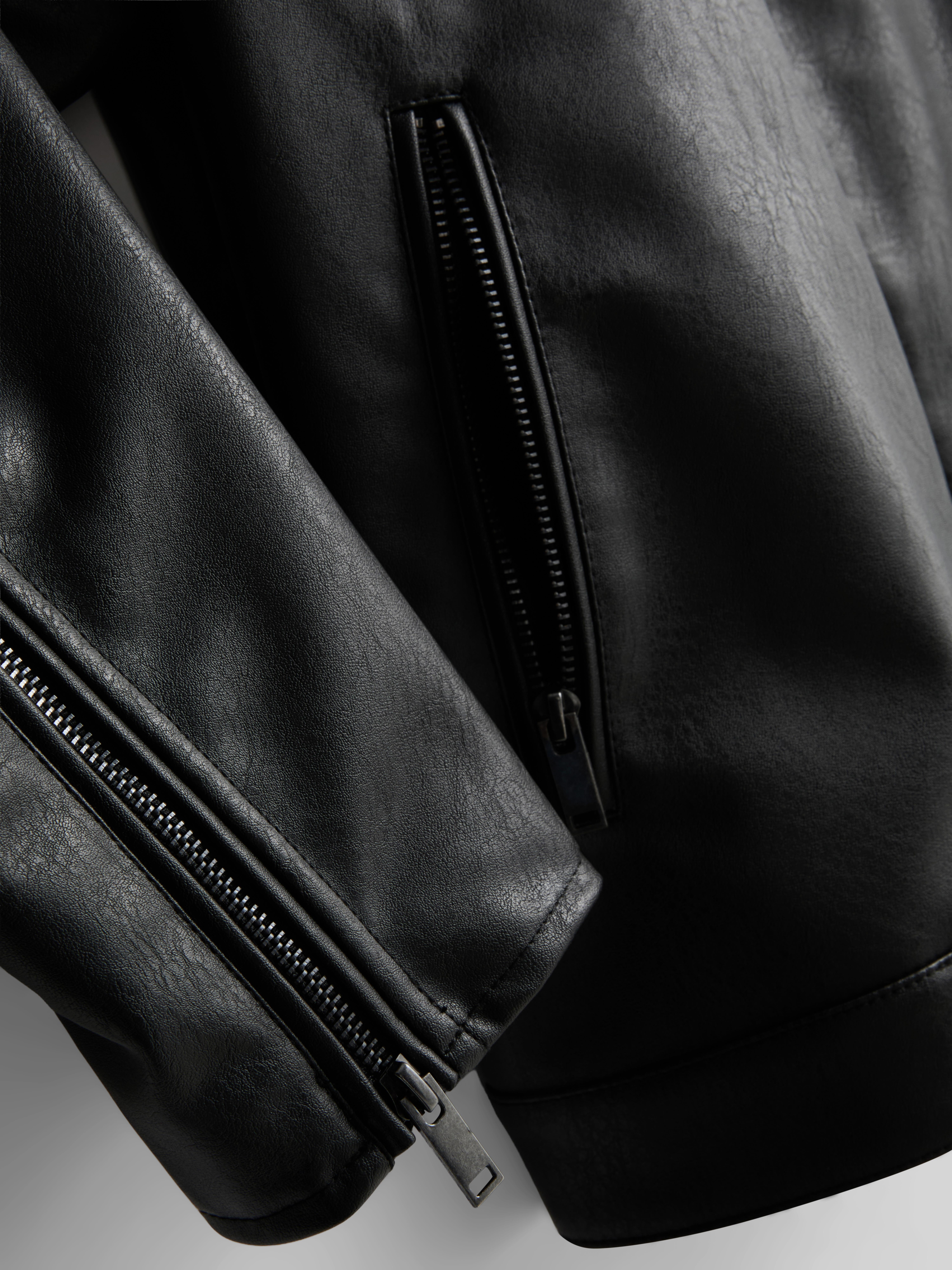 Faux Leather Zip-Up Jacket