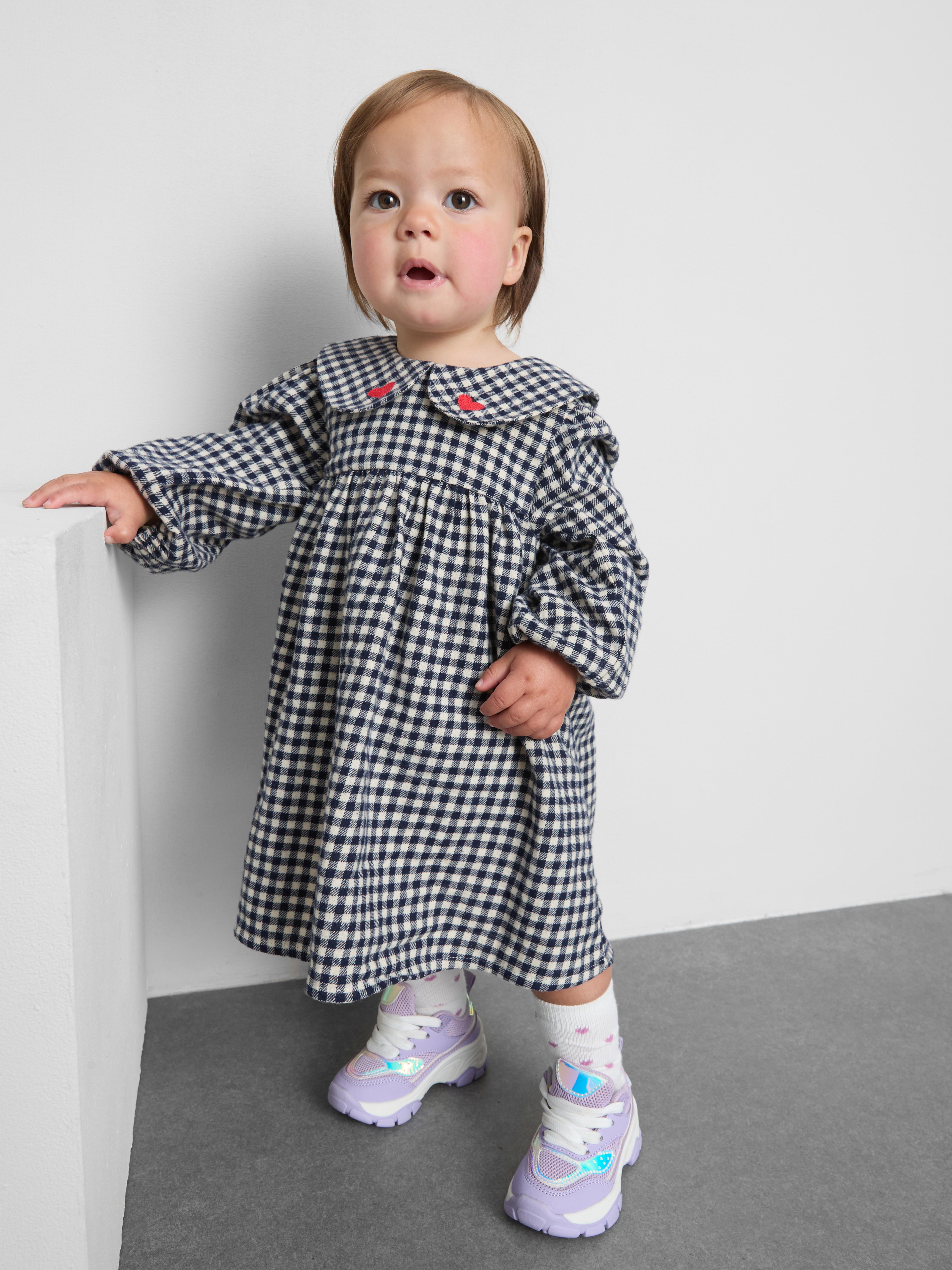 0-18mths | Gingham Collared Smock Dress and Bloomers Newborn Set