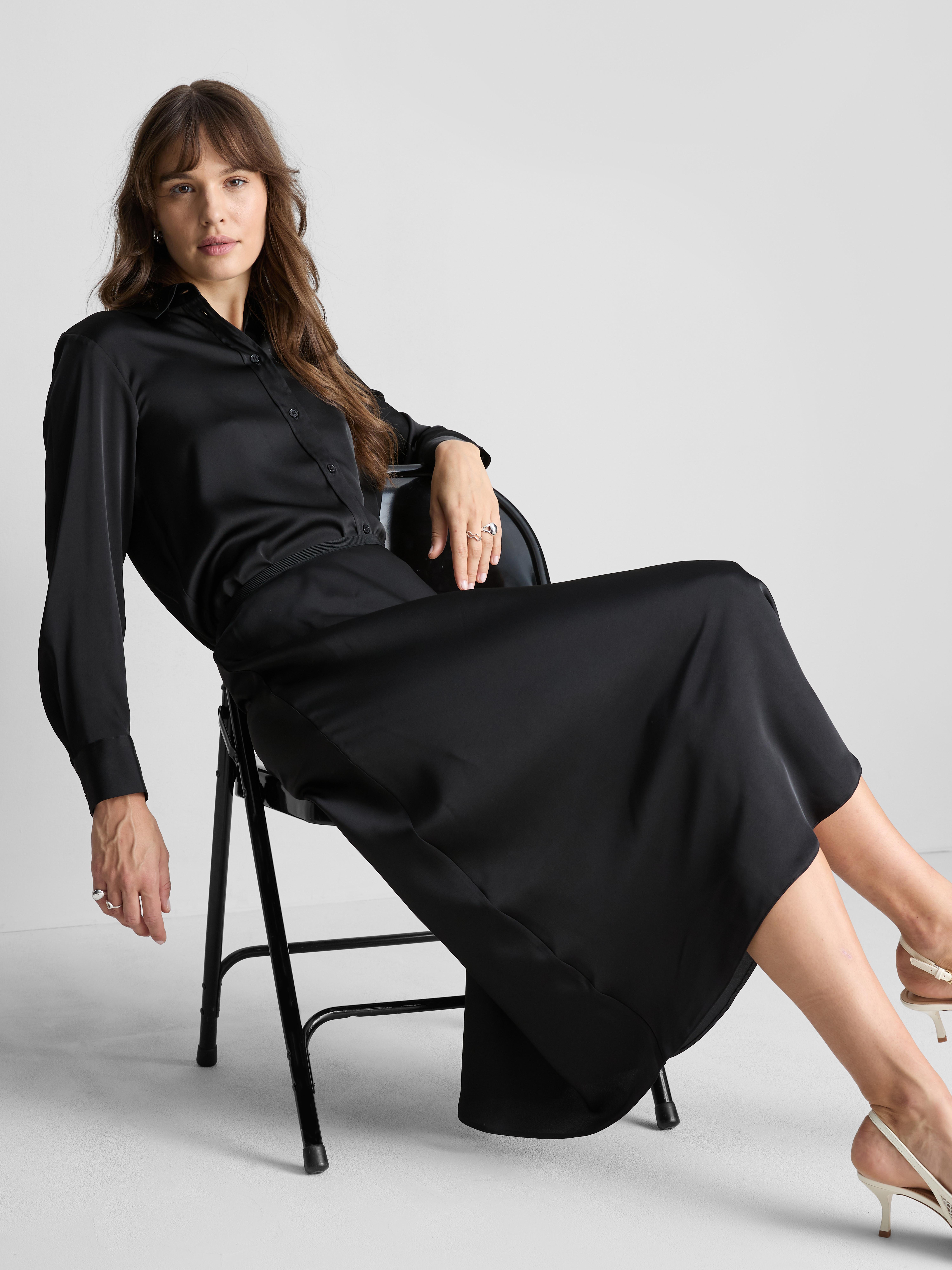 Satin Circle Midi Skirt