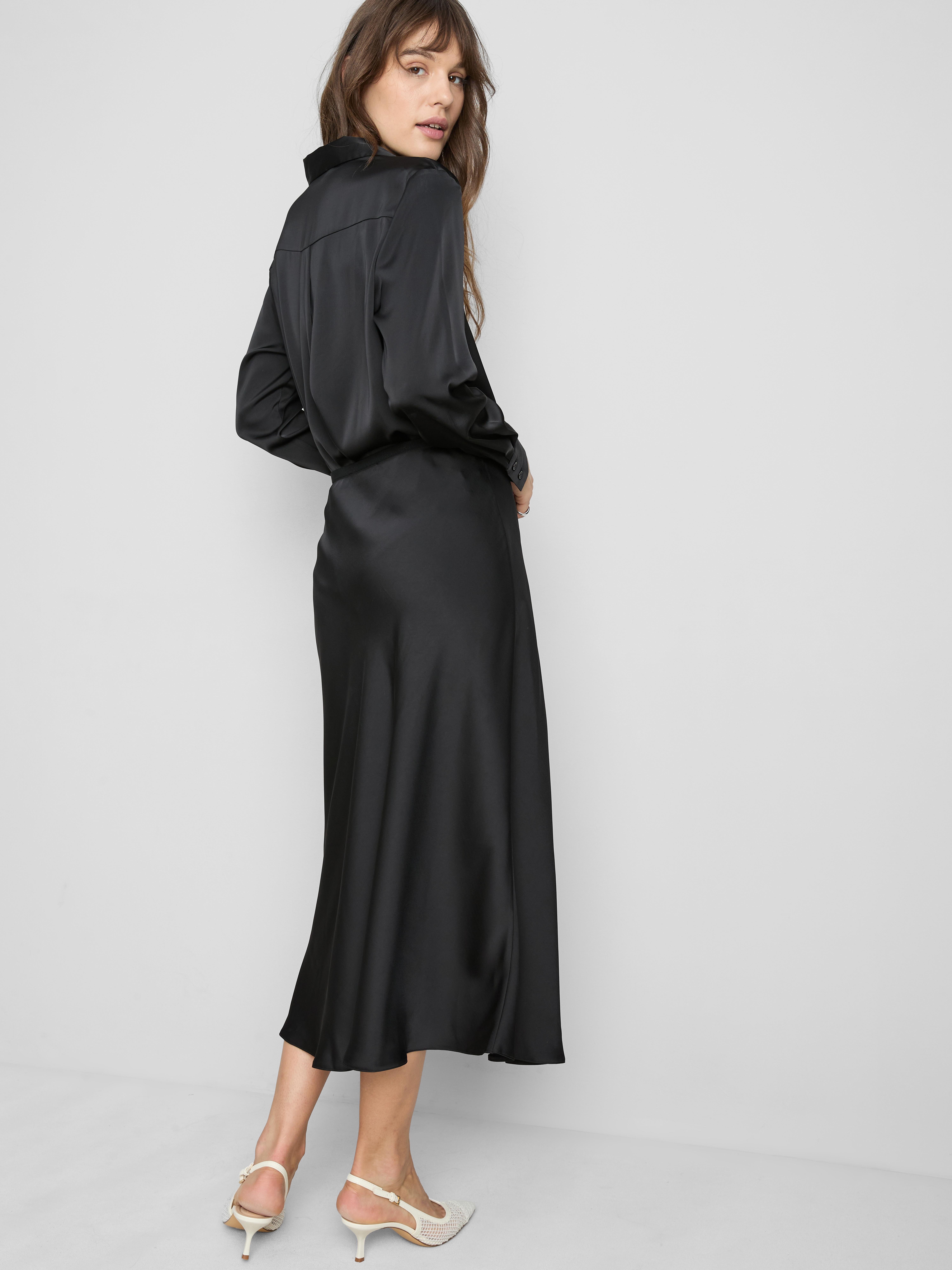 Satin Circle Midi Skirt