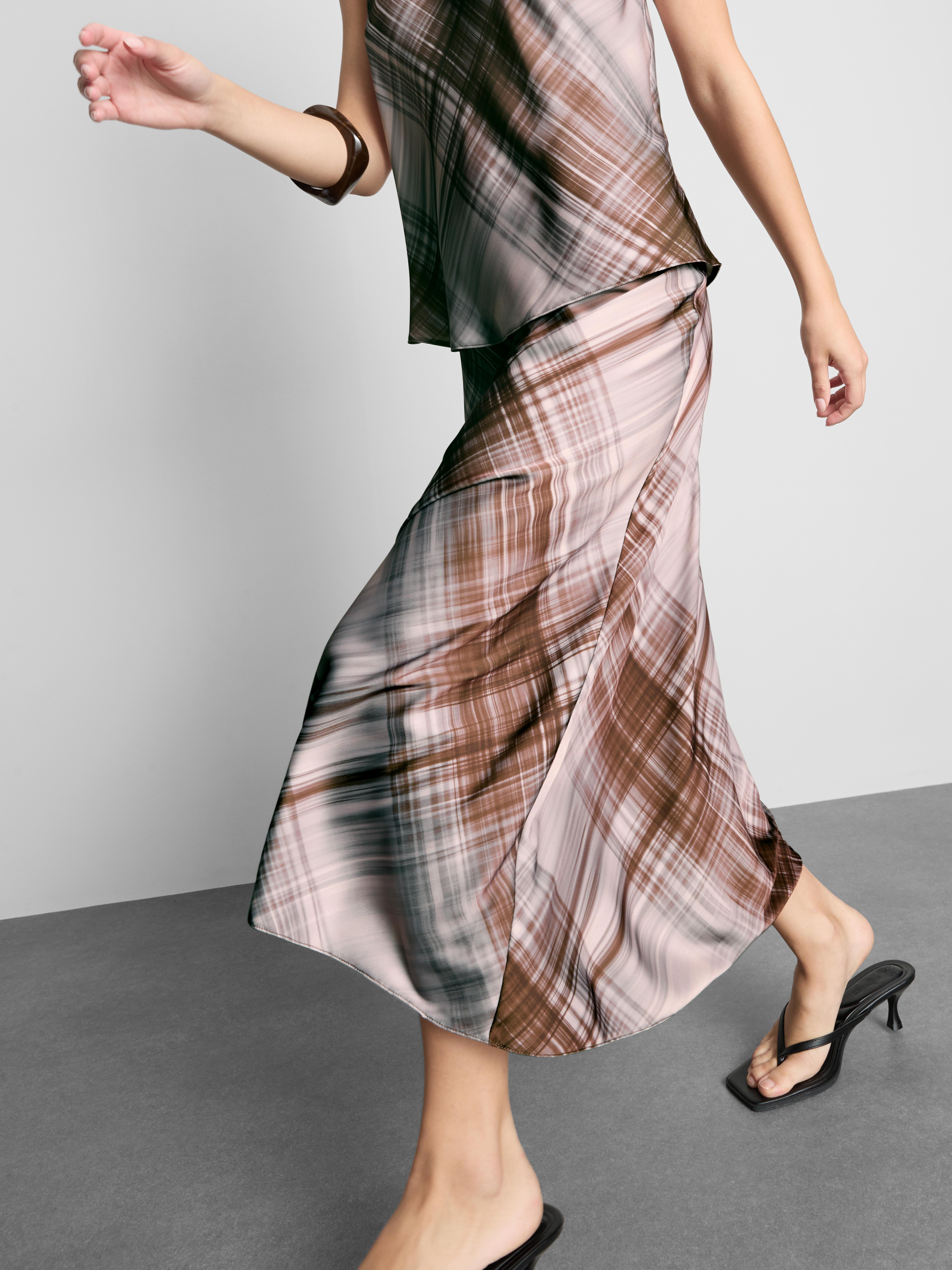 Satin Circle Midi Skirt