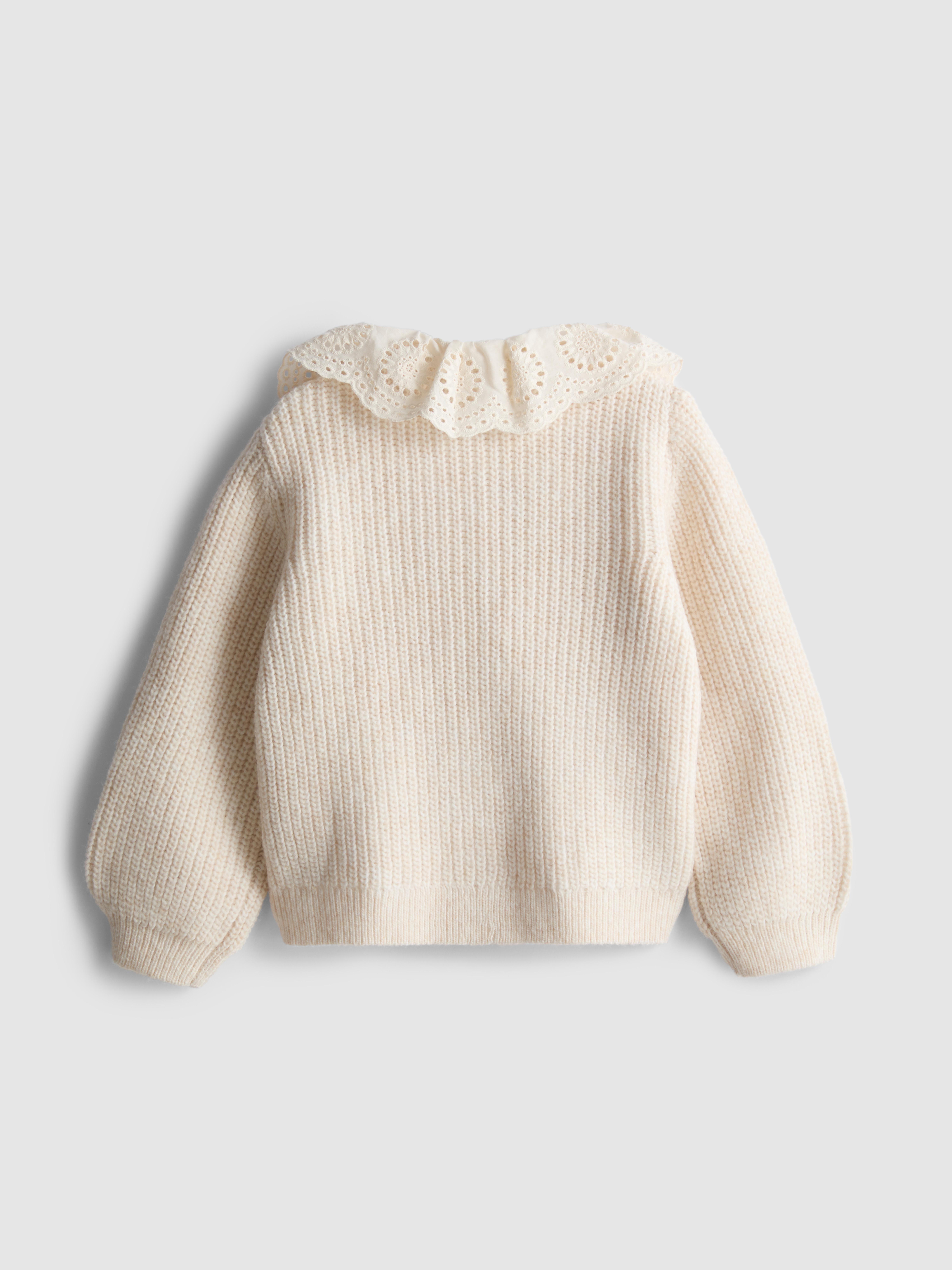 1-9yrs | Broderie Anglaise Collared Cardigan