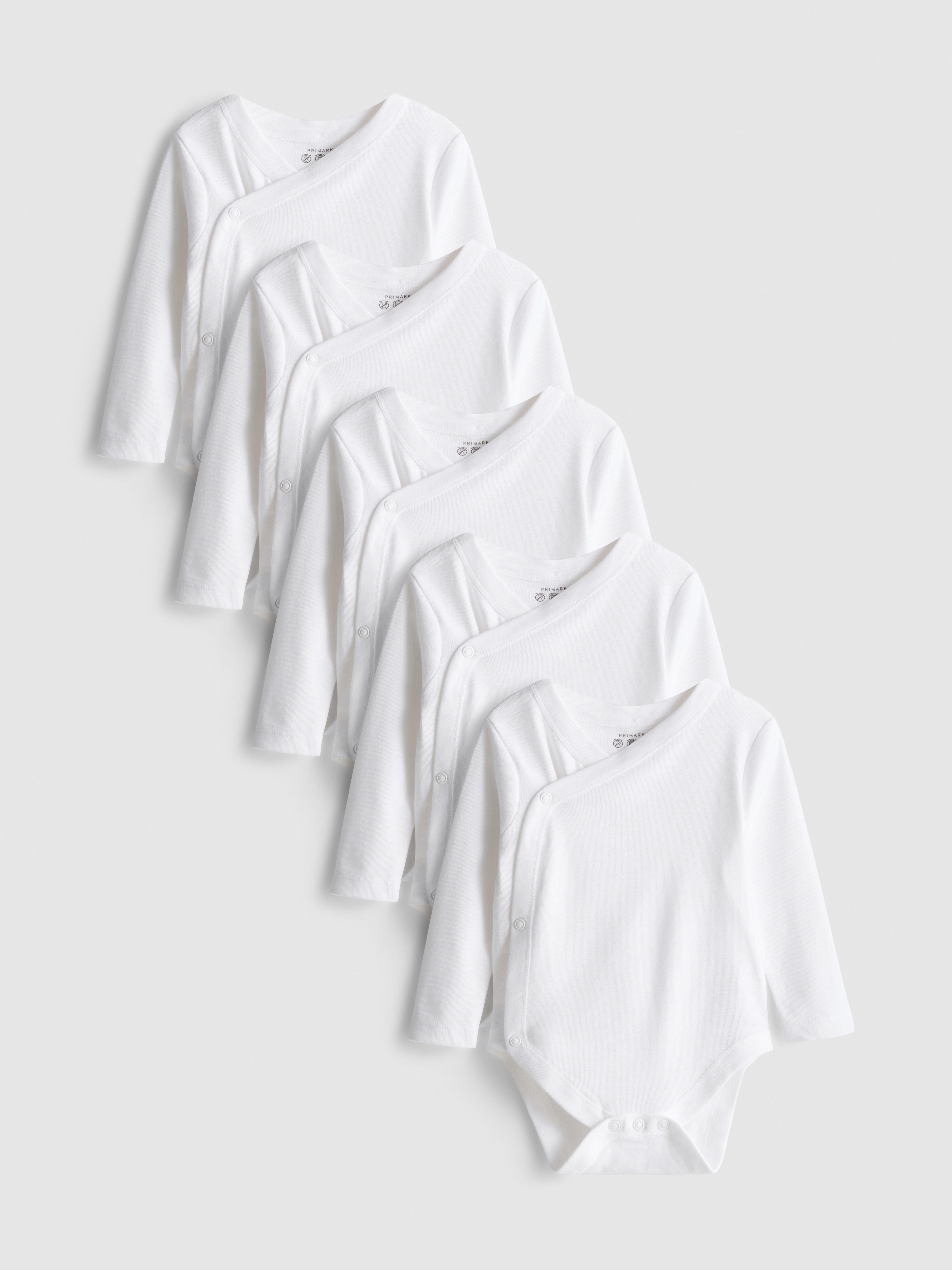 0-36mths | 5pk Pure Cotton Long-Sleeve Wrap Onesies