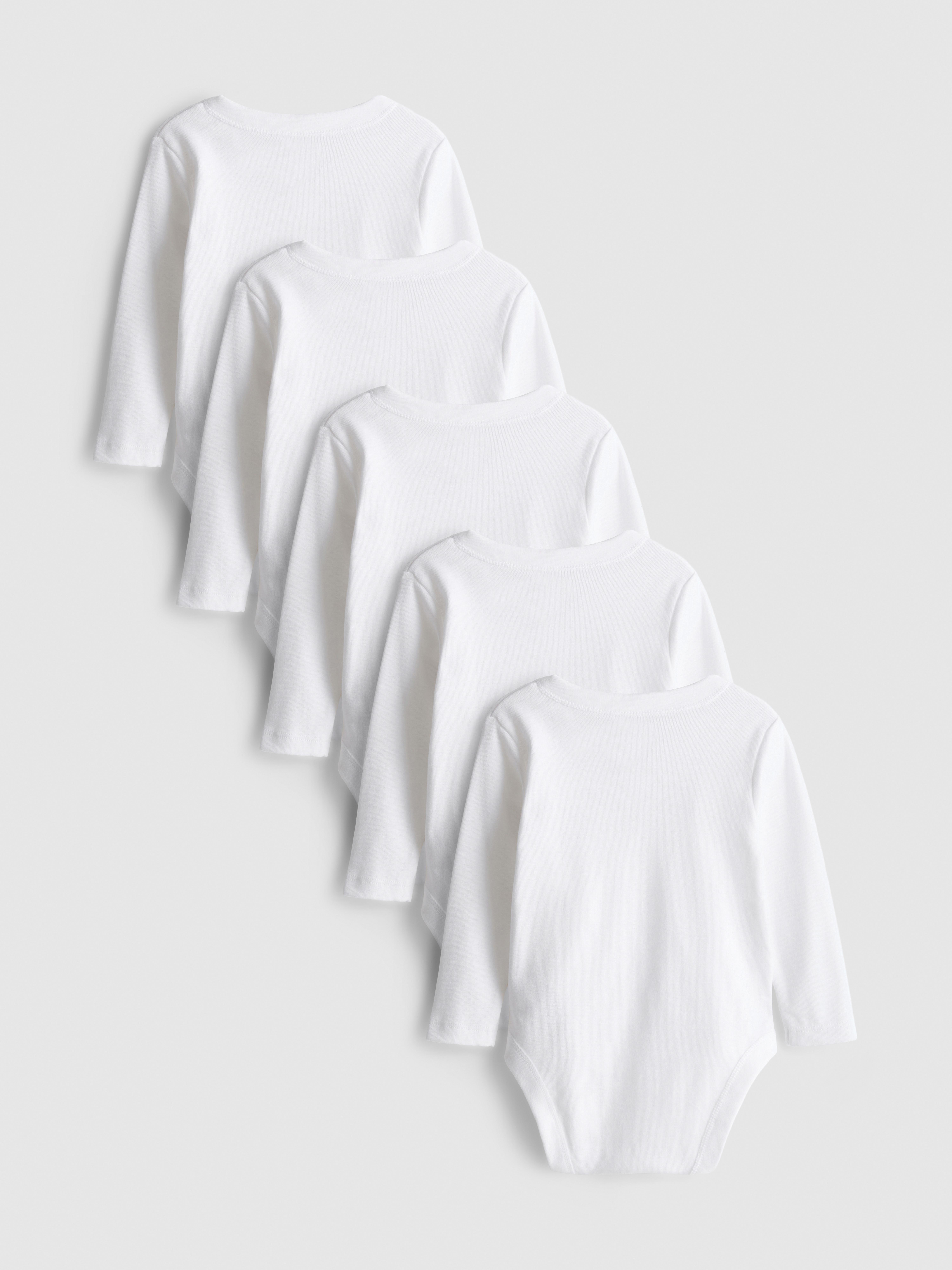 0-36mths | 5pk Pure Cotton Long-Sleeve Wrap Onesies