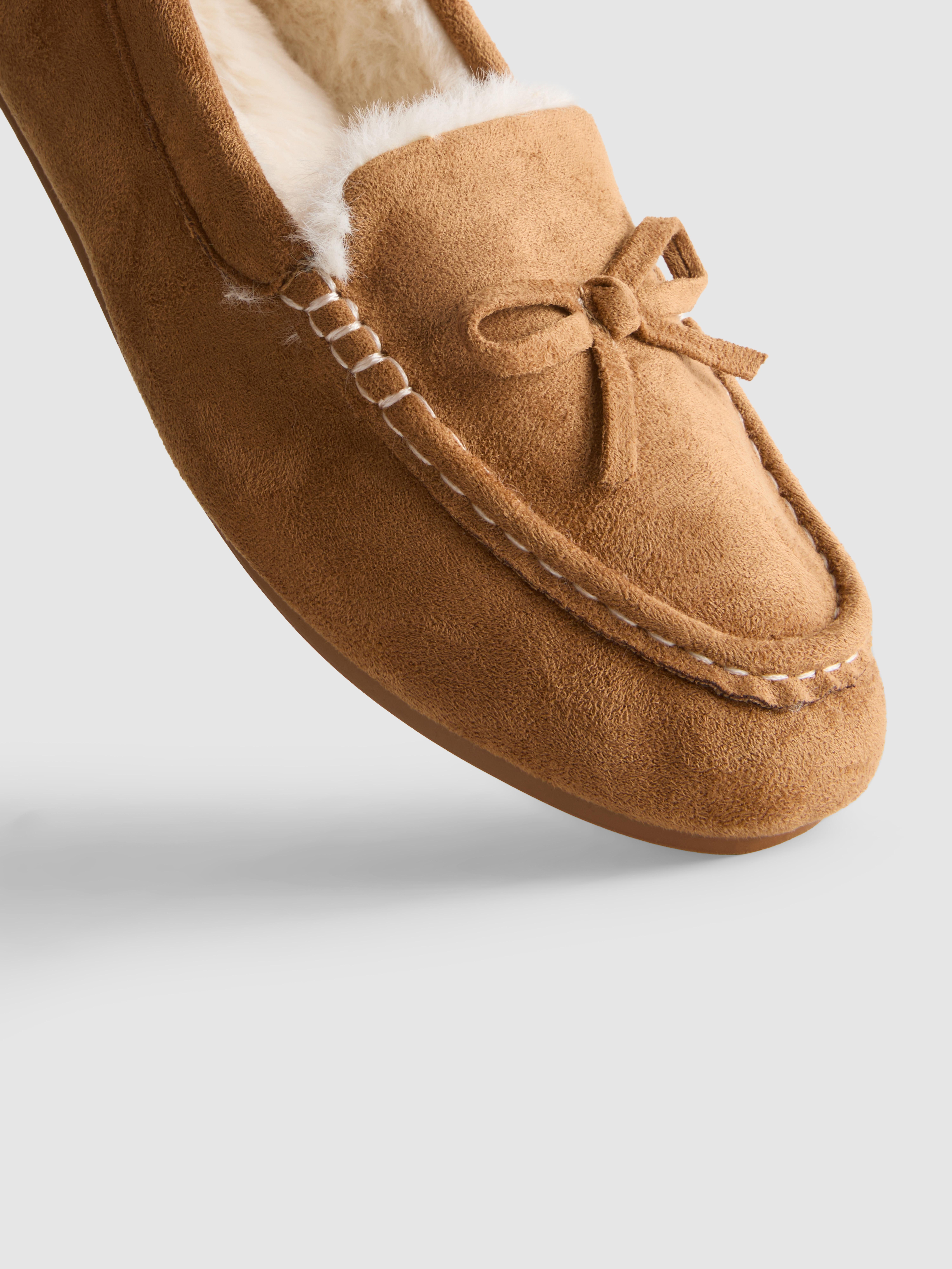 Faux Suede Moccasin Slippers