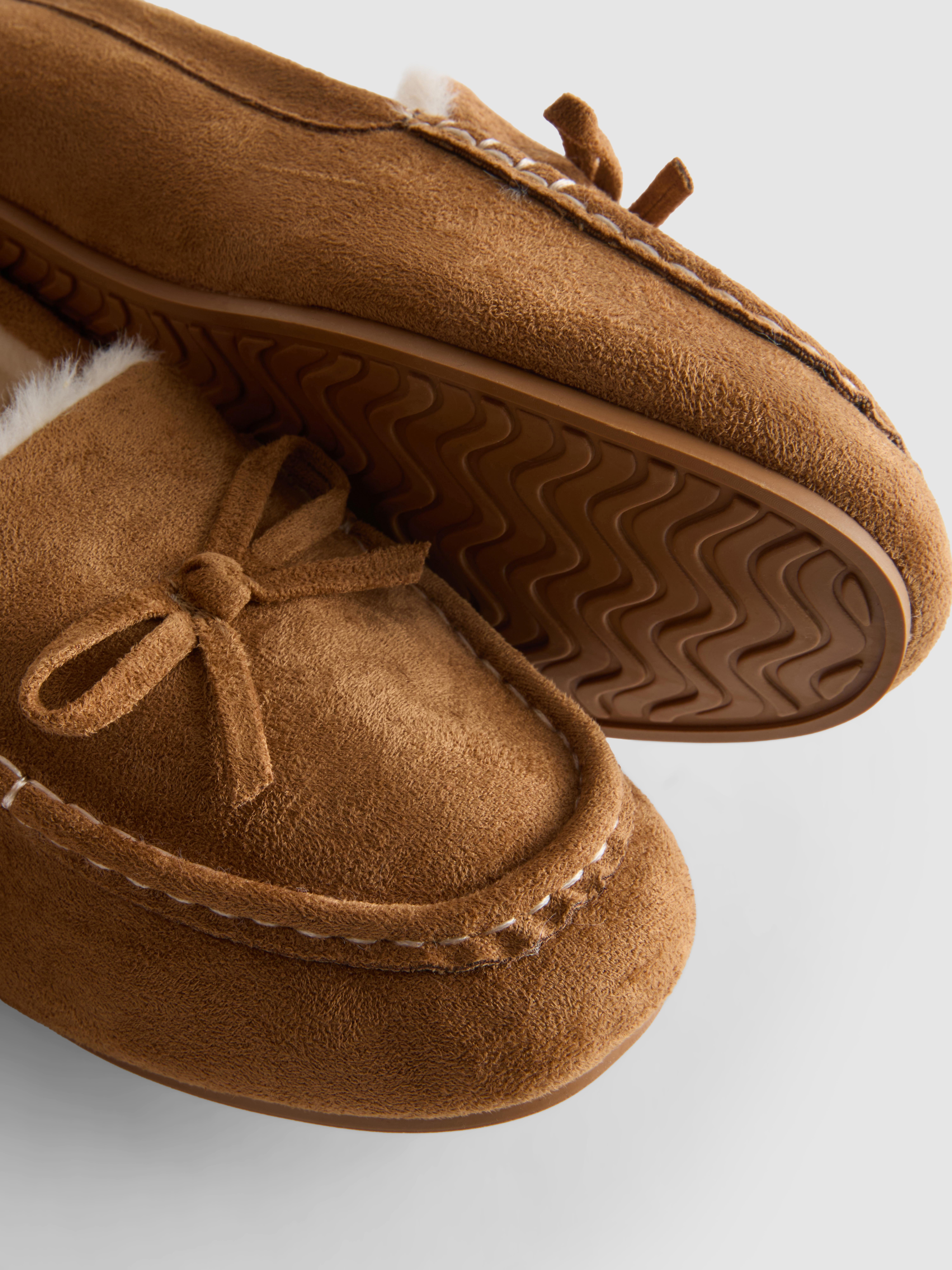 Faux Suede Moccasin Slippers