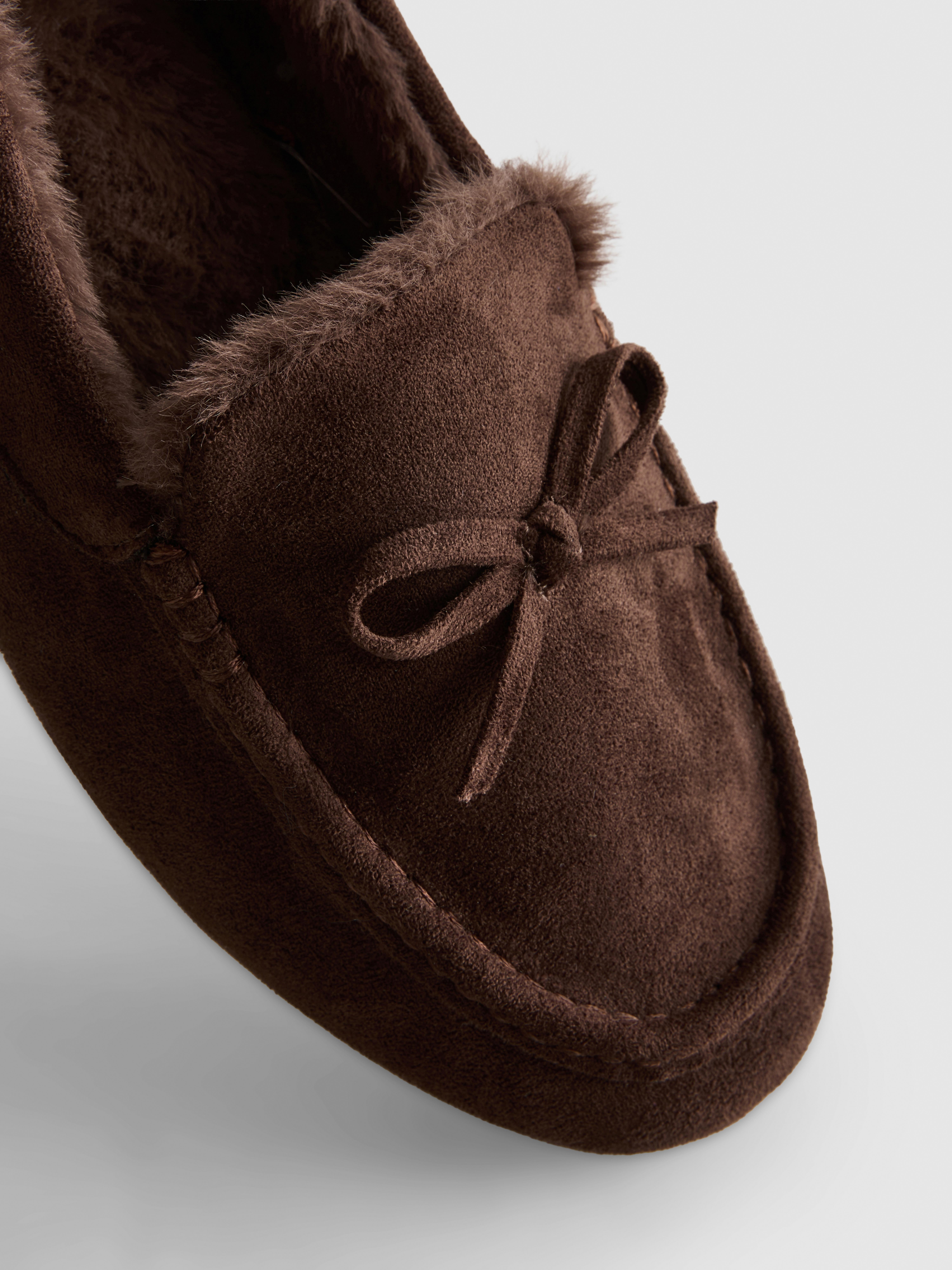 Faux Suede Moccasin Slippers