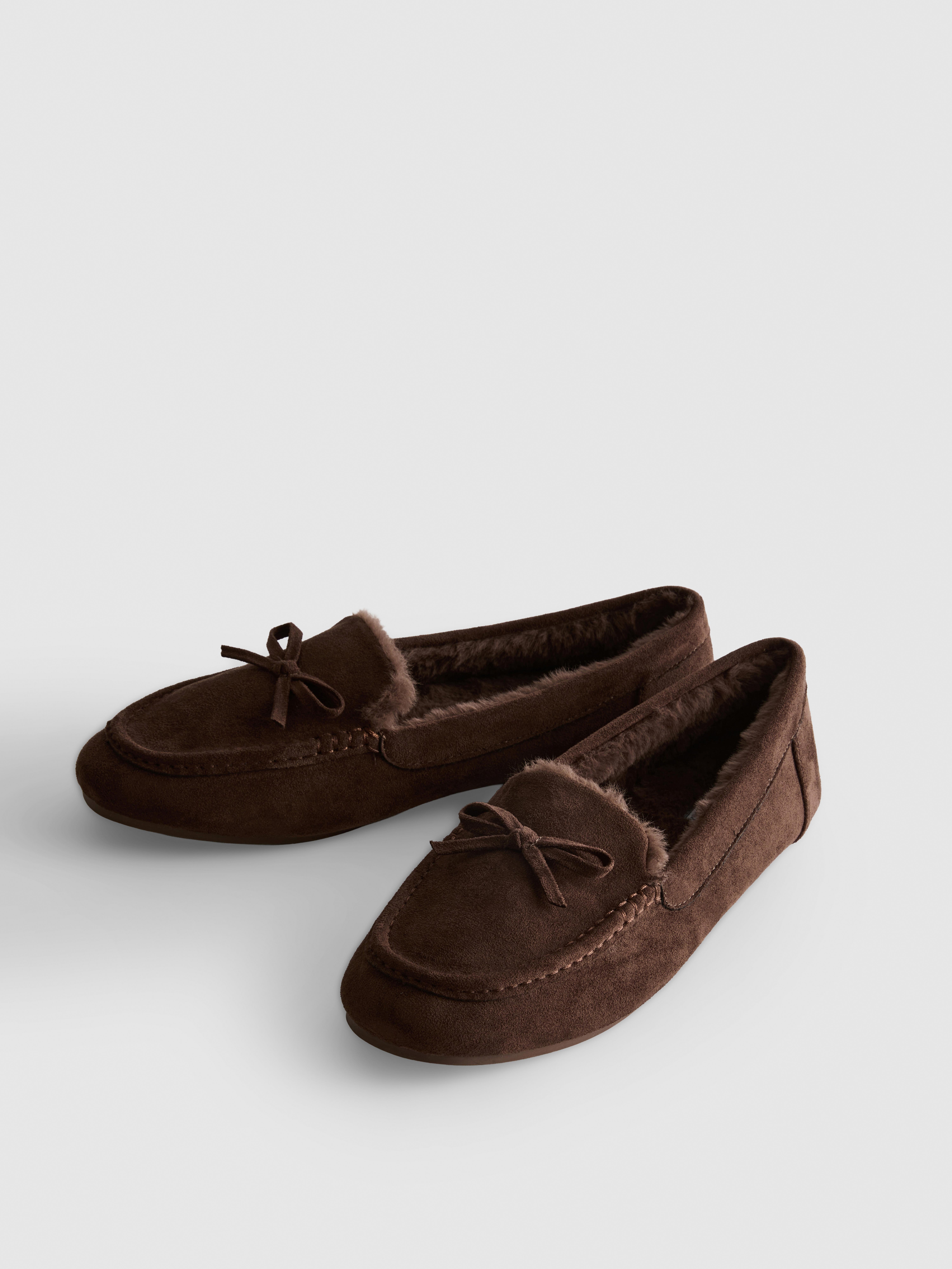 Faux Suede Moccasin Slippers