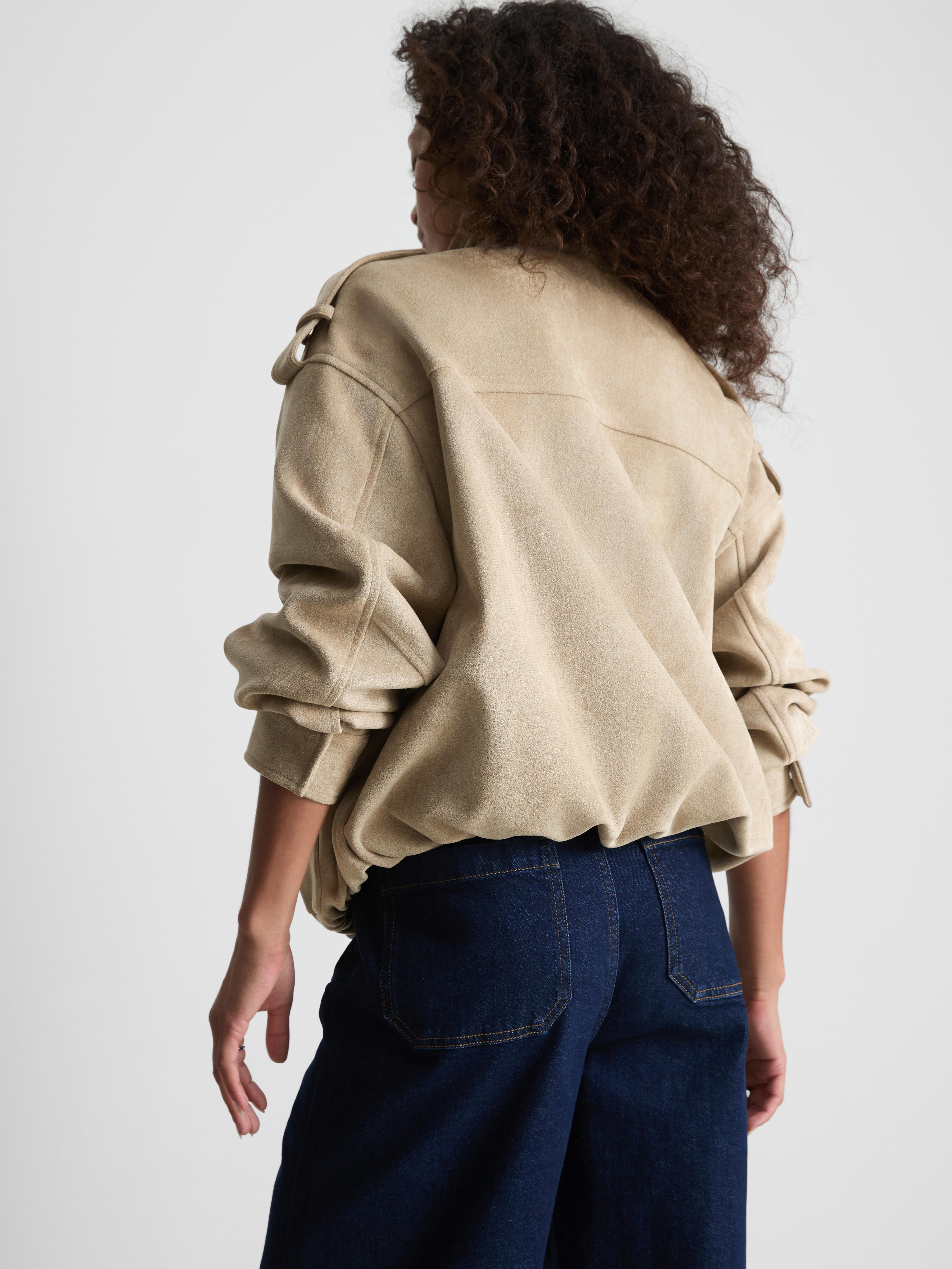 Paula Echevarría Faux Suede Utility Jacket
