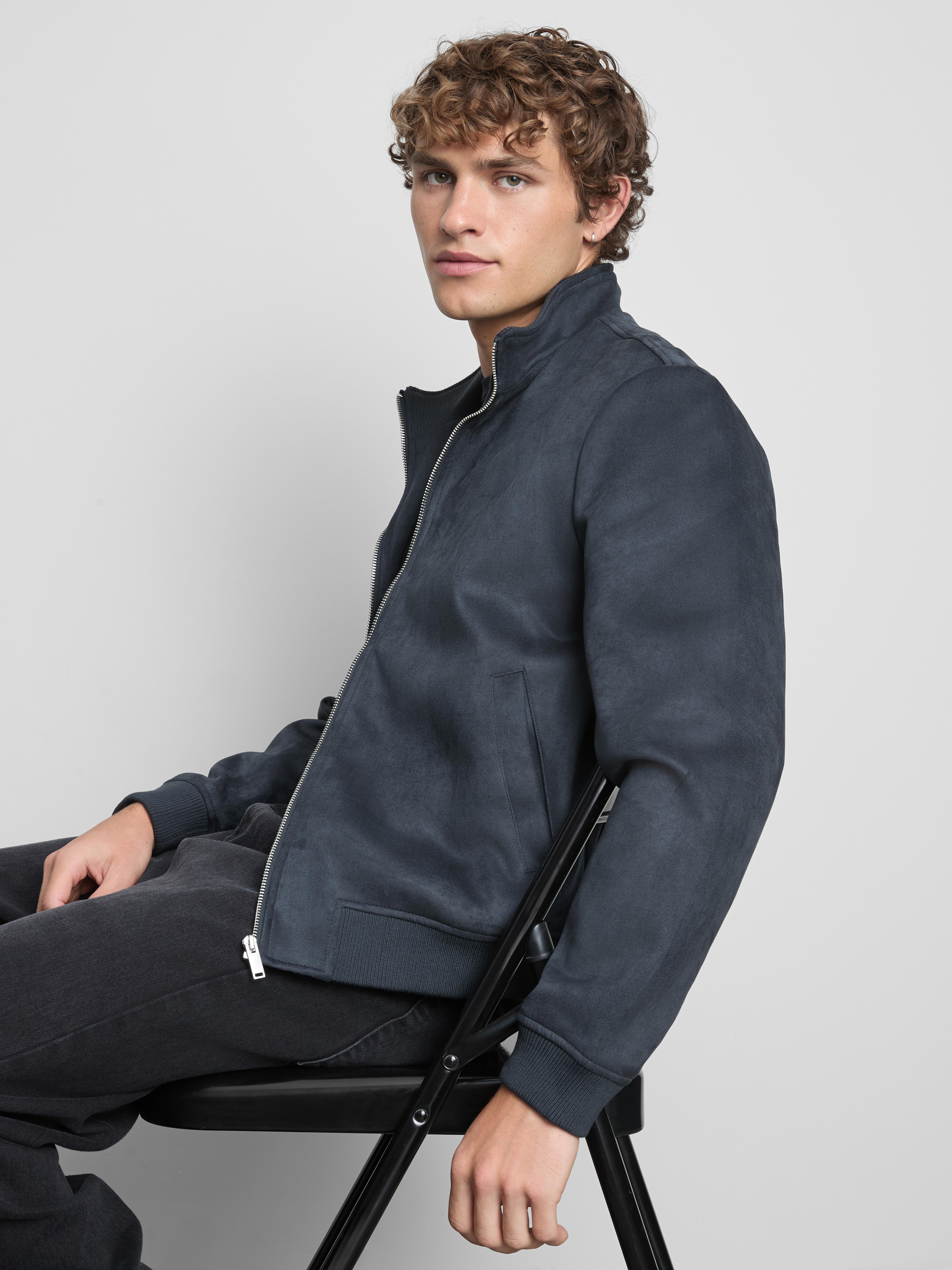 Faux Suede Bomber Jacket