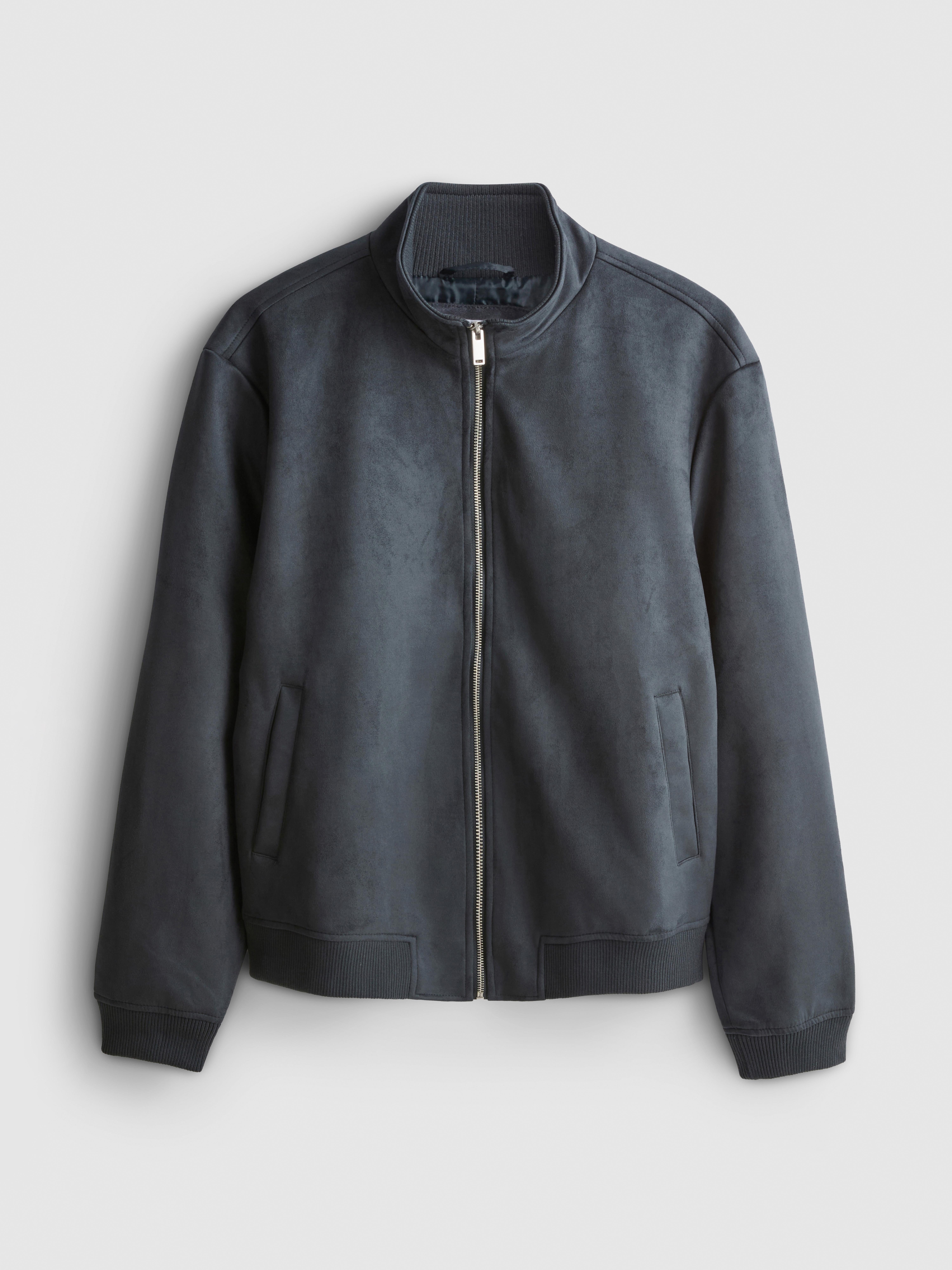 Faux Suede Bomber Jacket