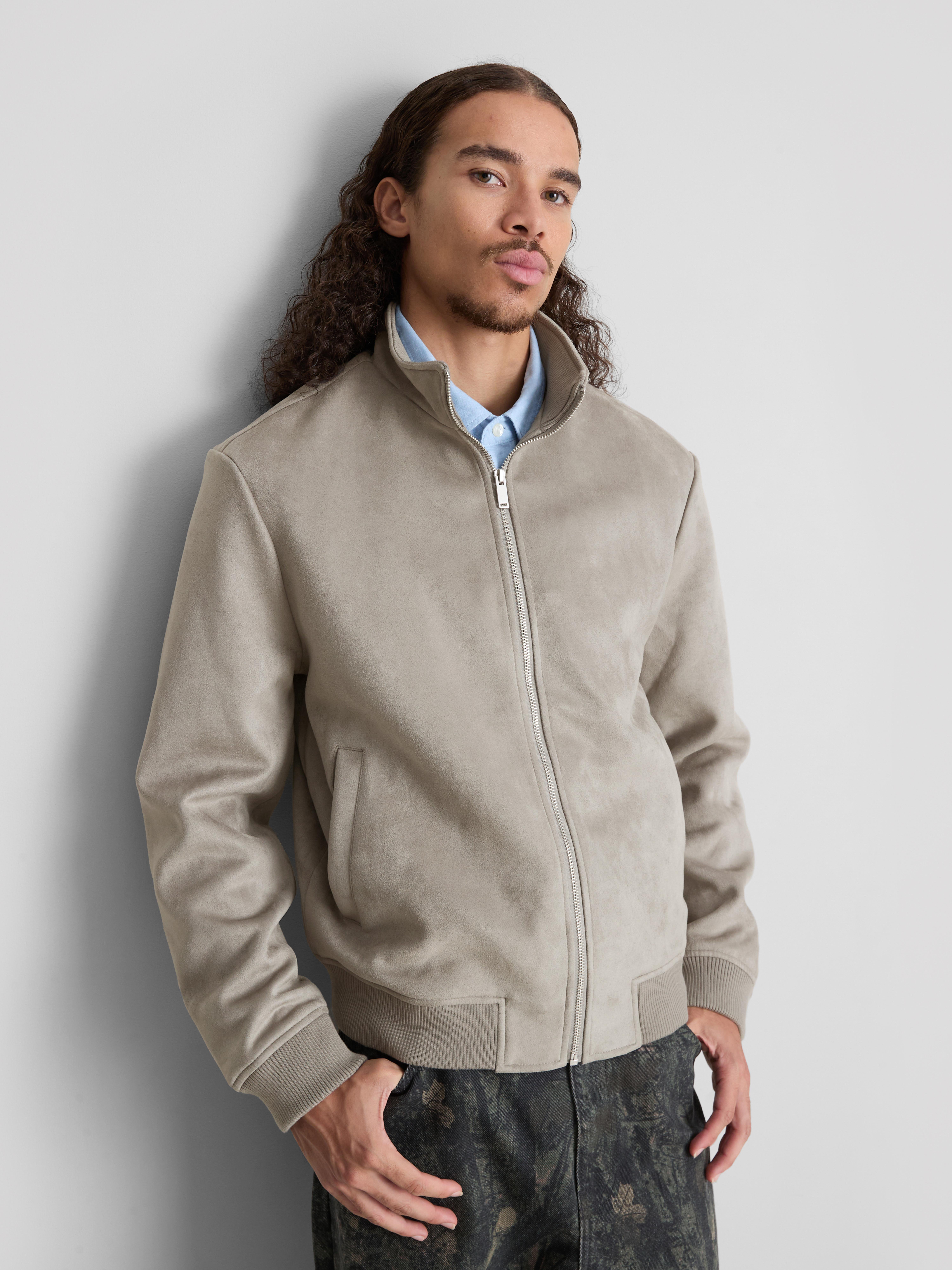 Faux Suede Bomber Jacket