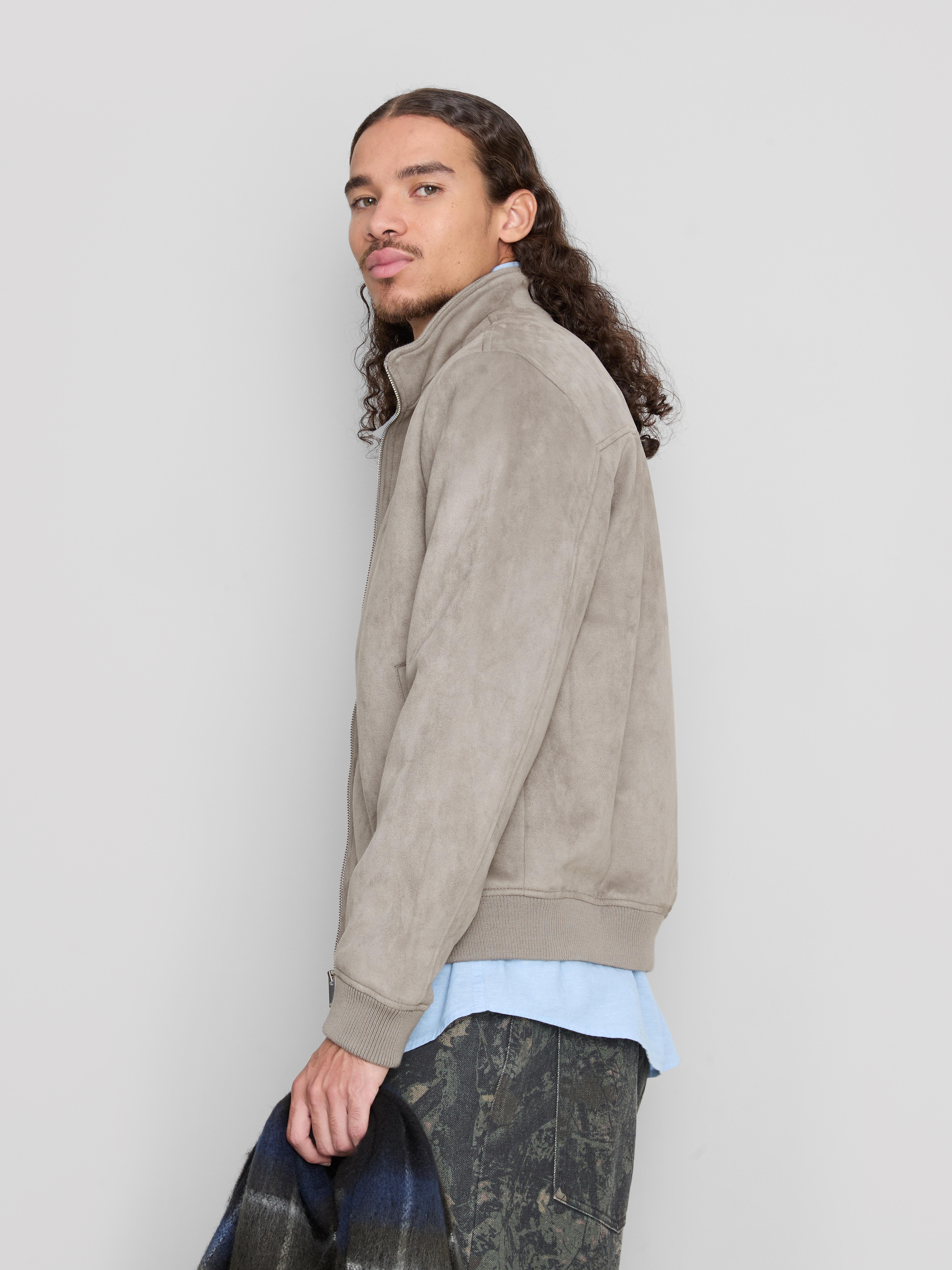 Faux Suede Bomber Jacket