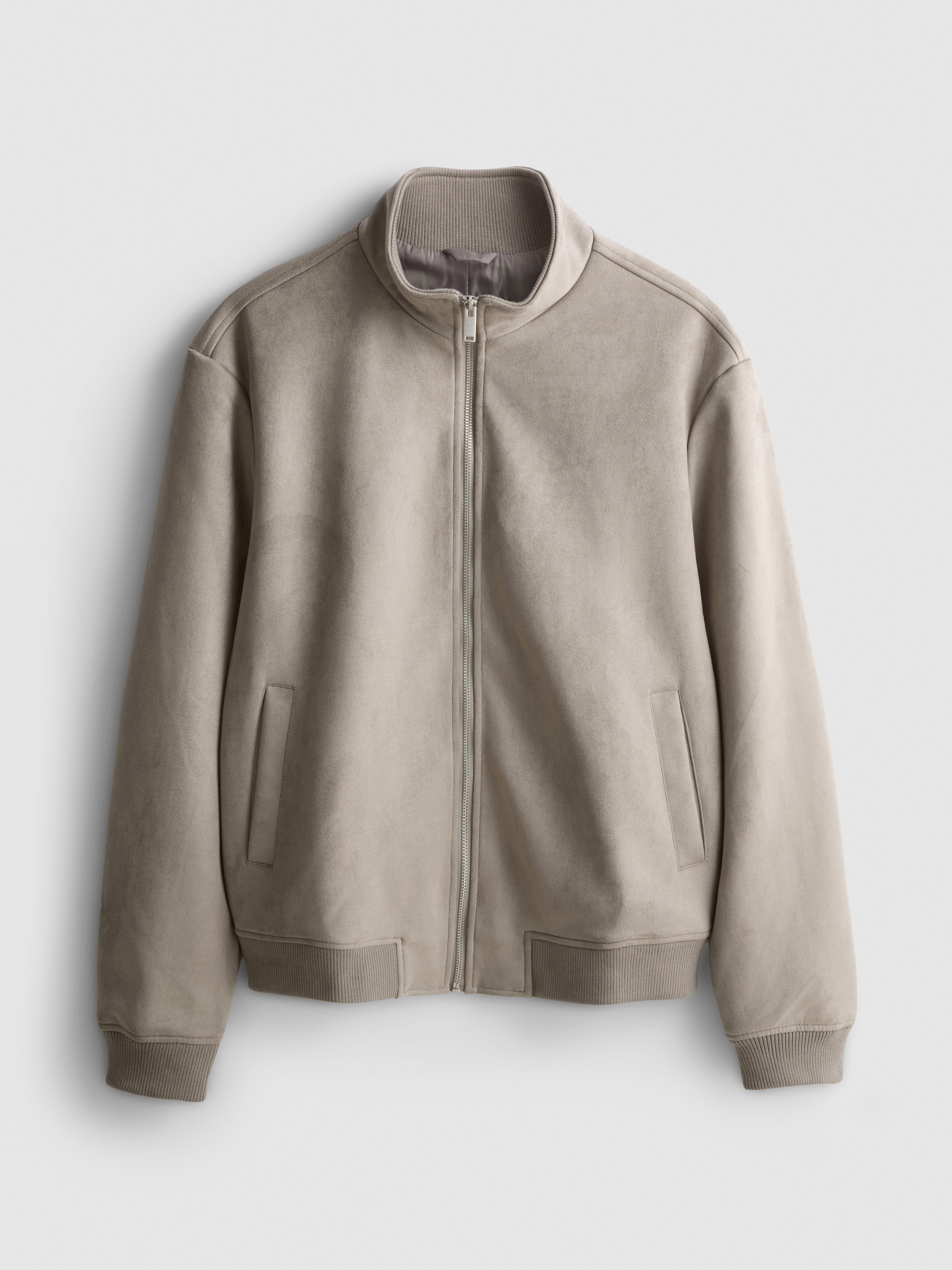 Faux Suede Bomber Jacket