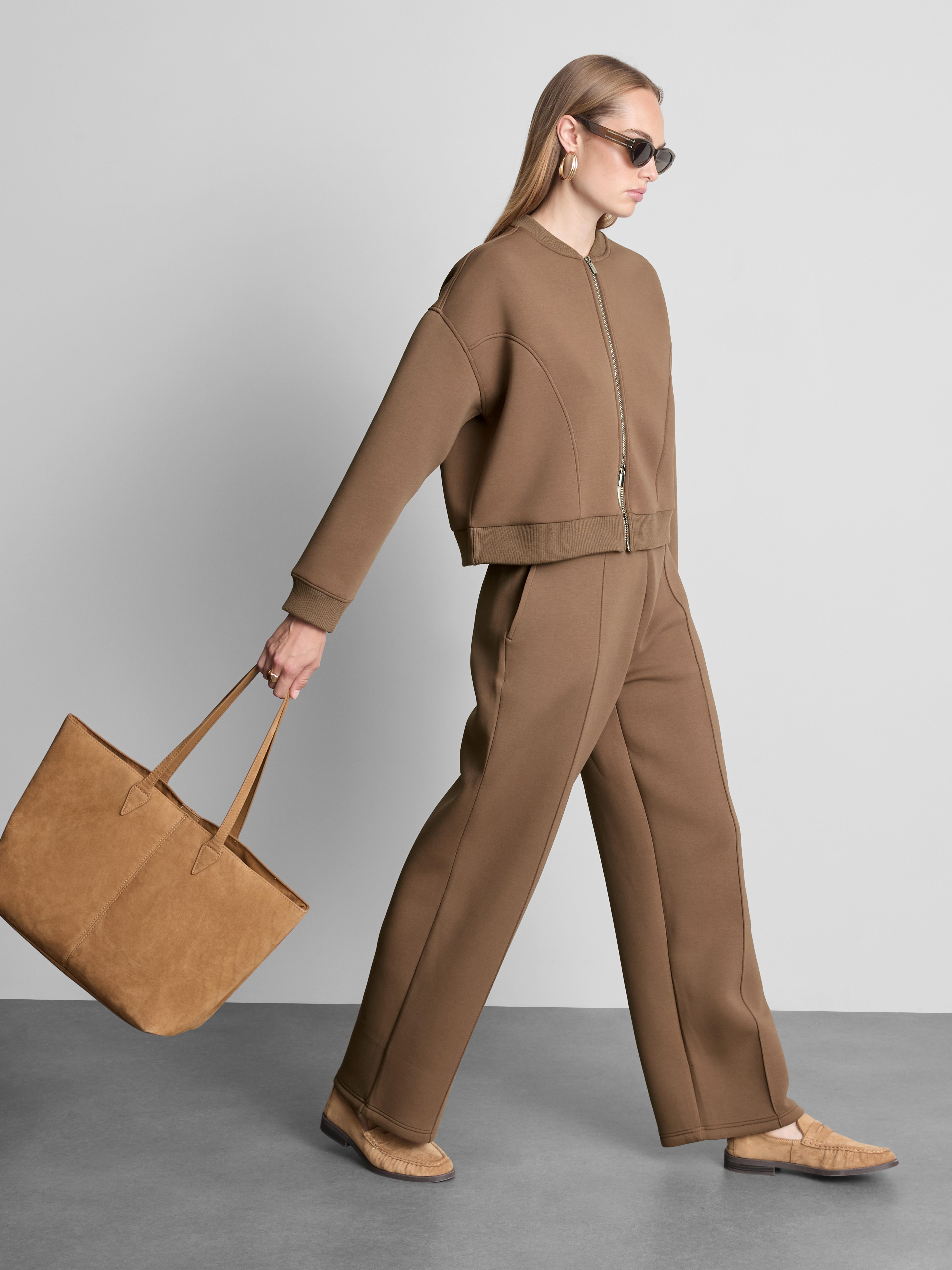 Broek van scubastof met wijde pijpen The Edit
