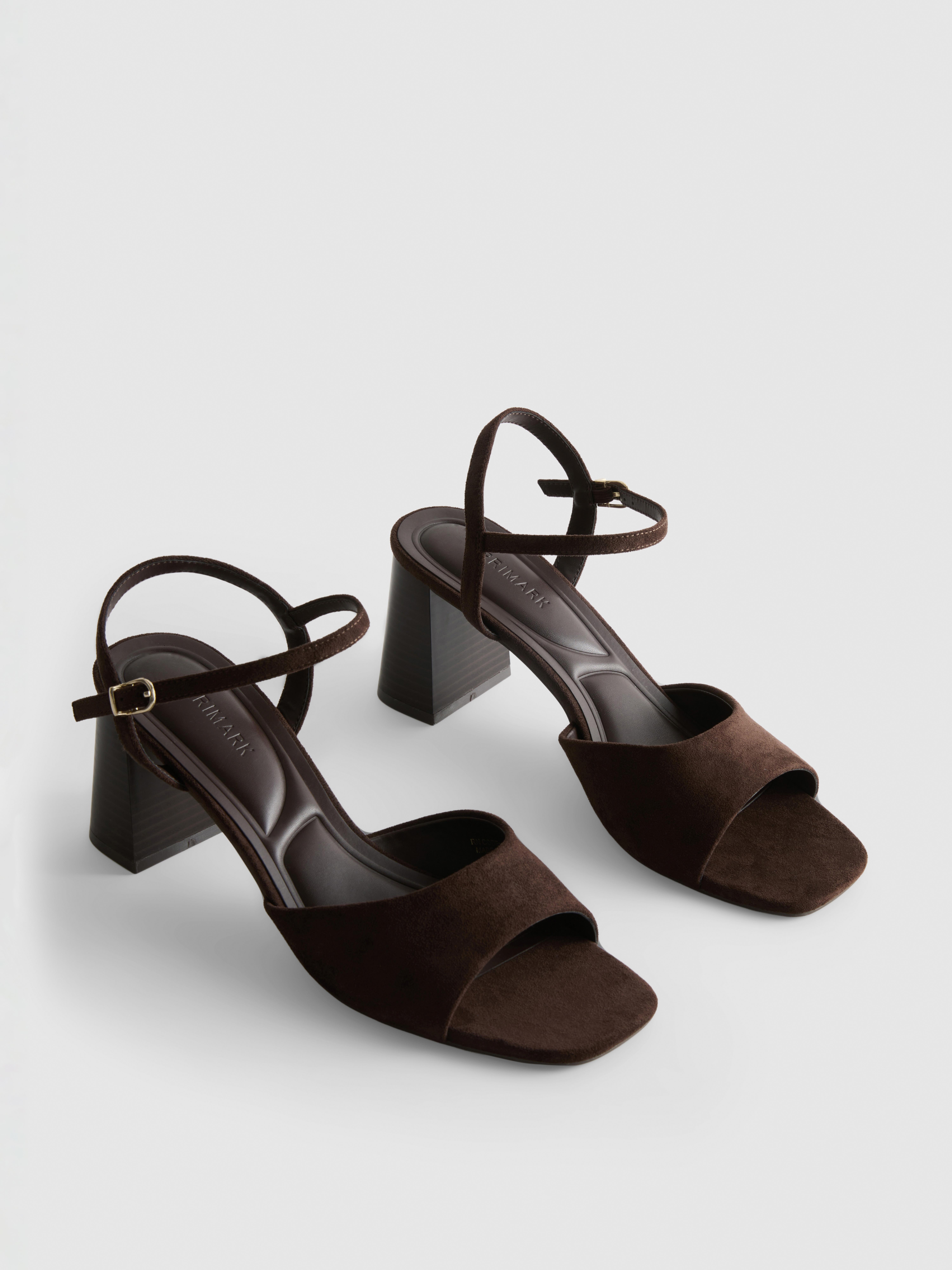 Faux Suede Block Heel Sandal