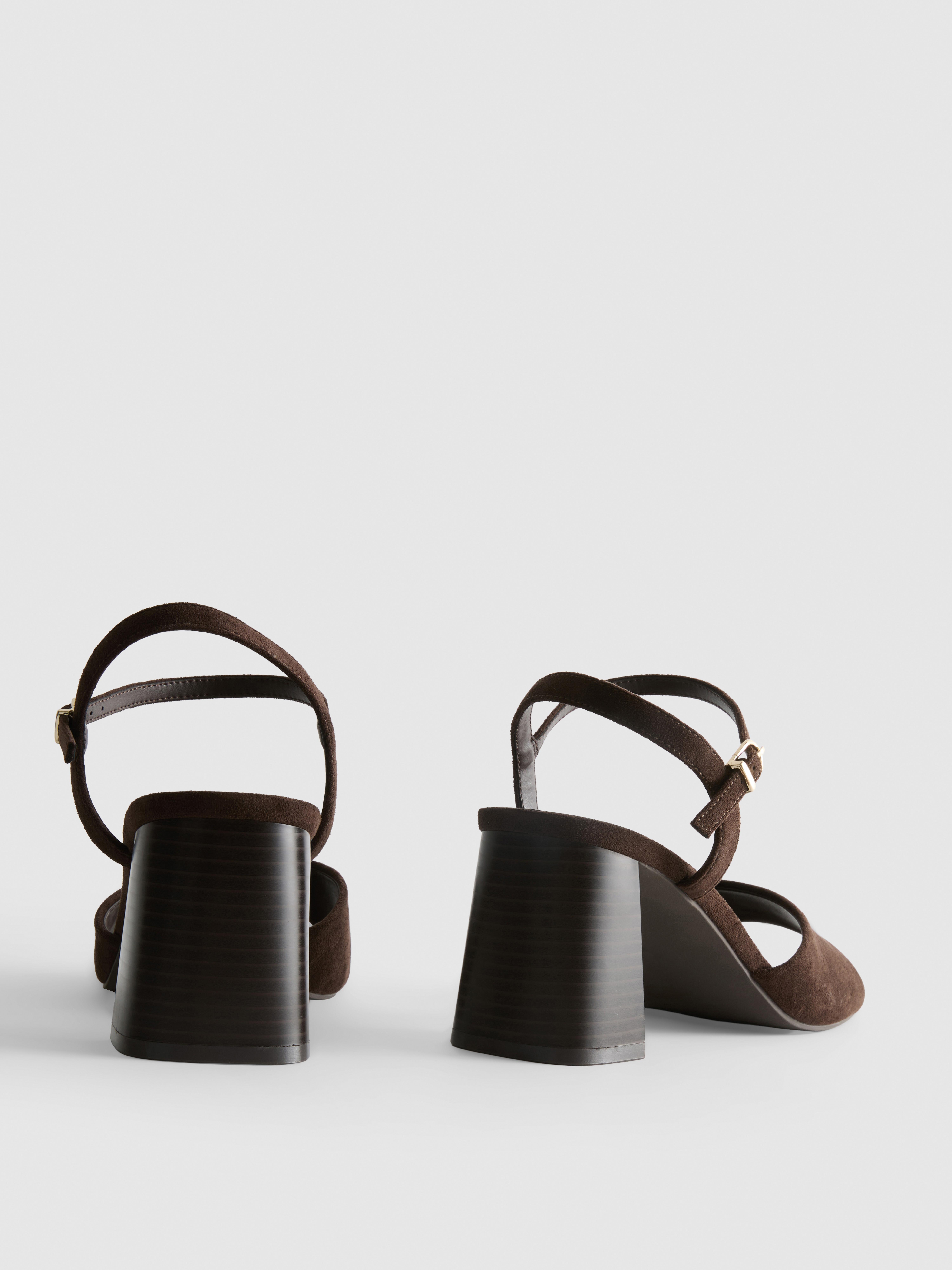 Faux Suede Block Heel Sandal