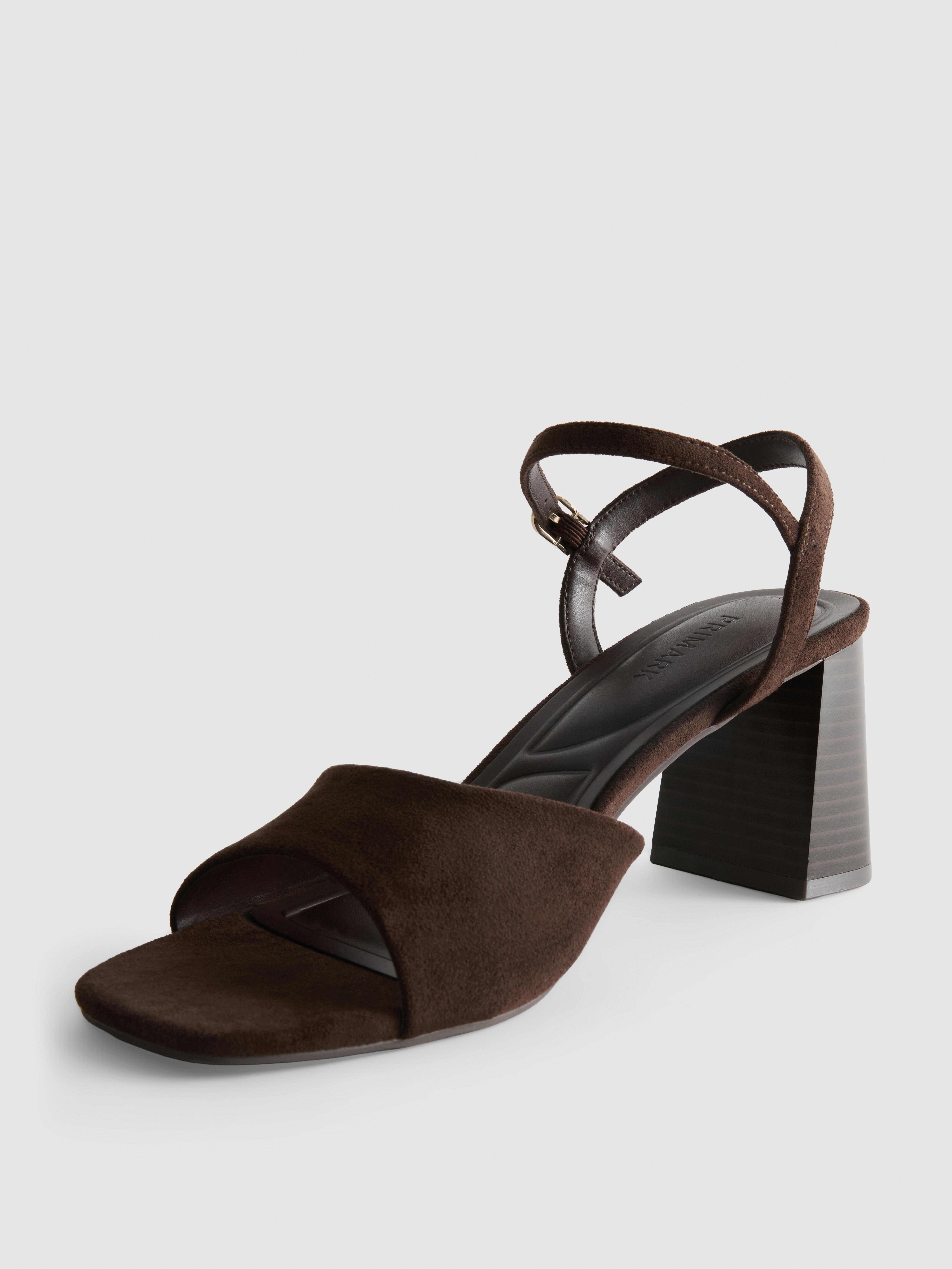 Faux Suede Block Heel Sandal