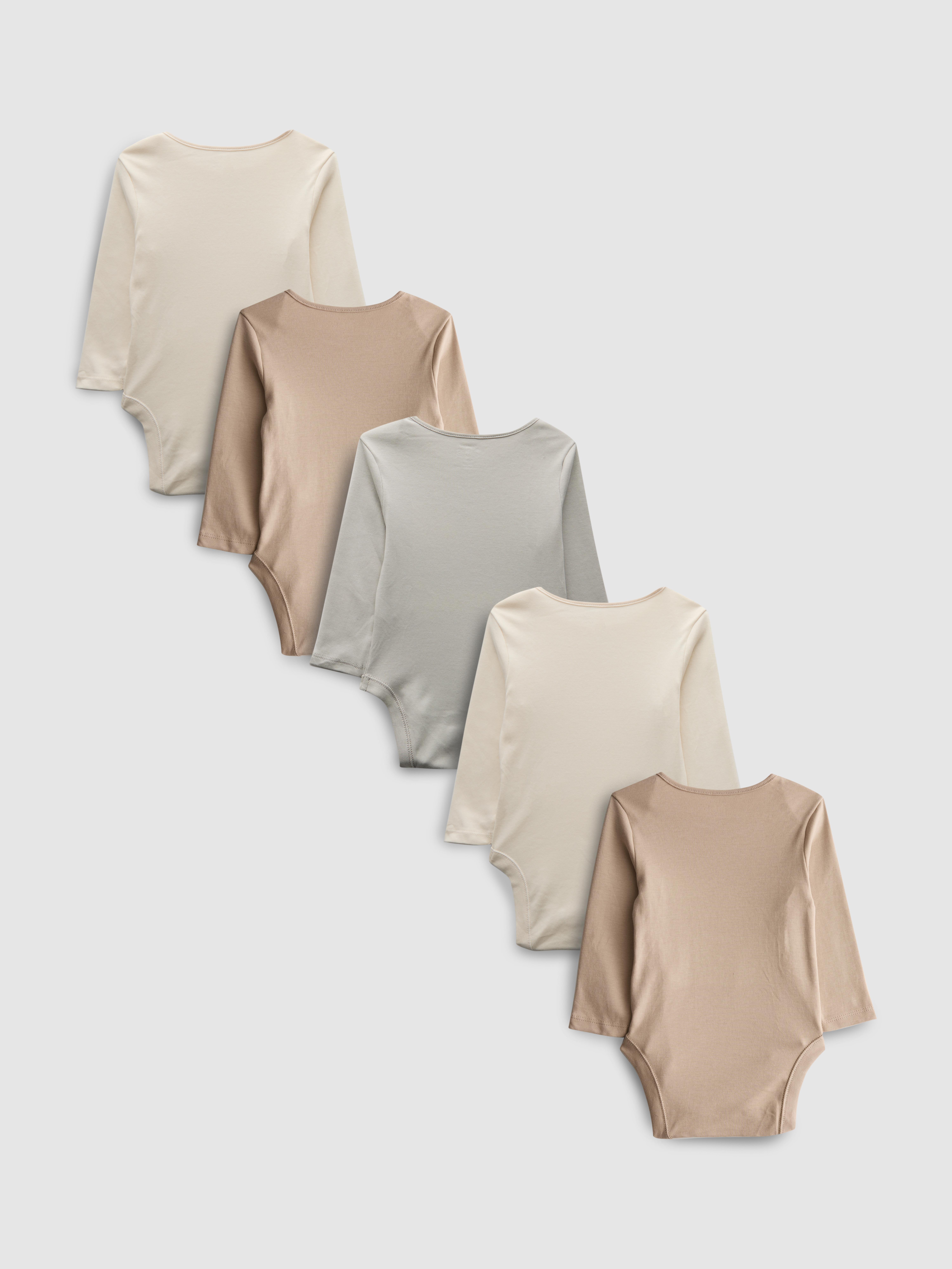 0-36mths | 5pk Pure Cotton Long-Sleeve Onesies
