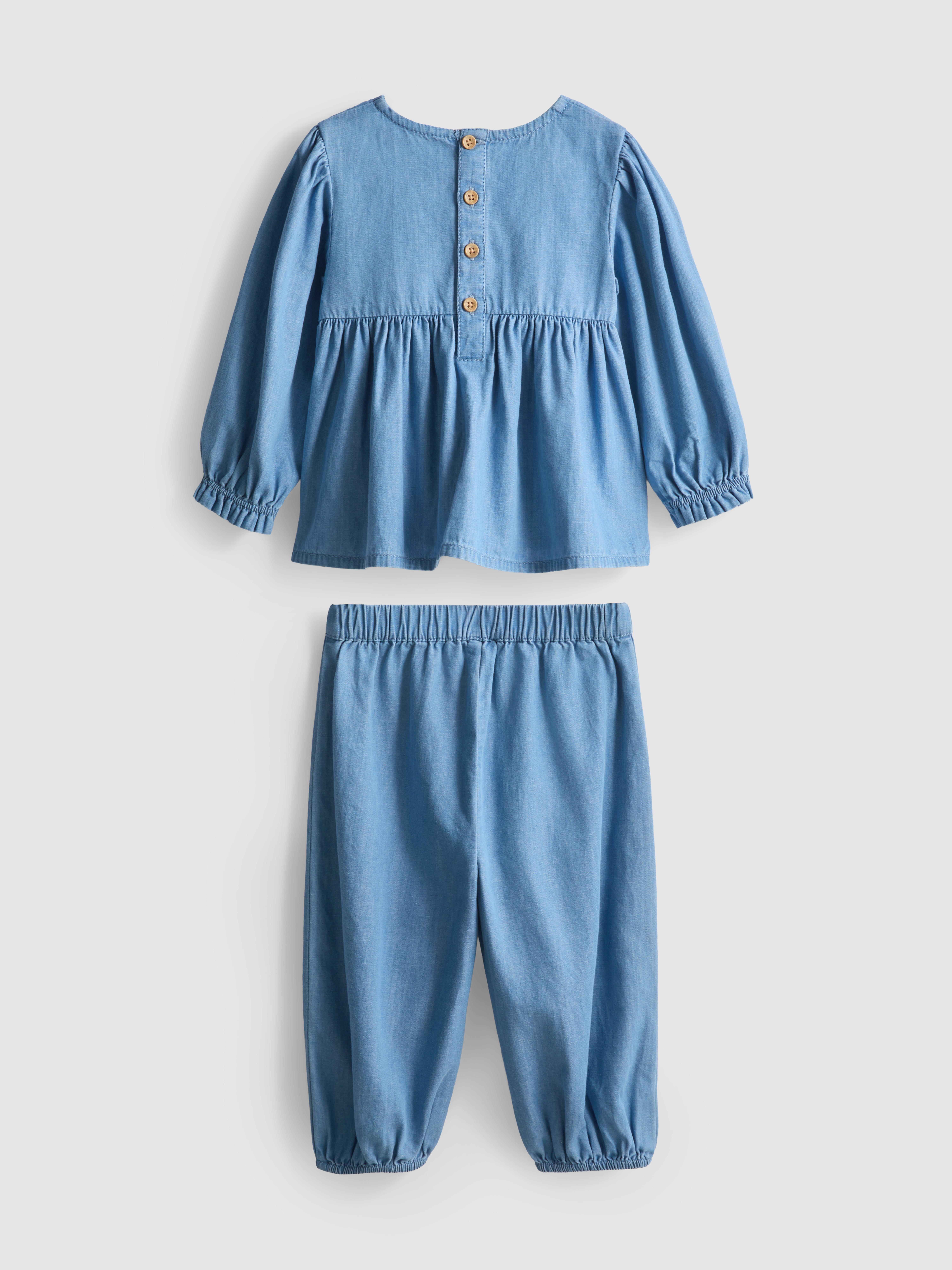 0-18mths | Smock Blouse and Pants Newborn Set