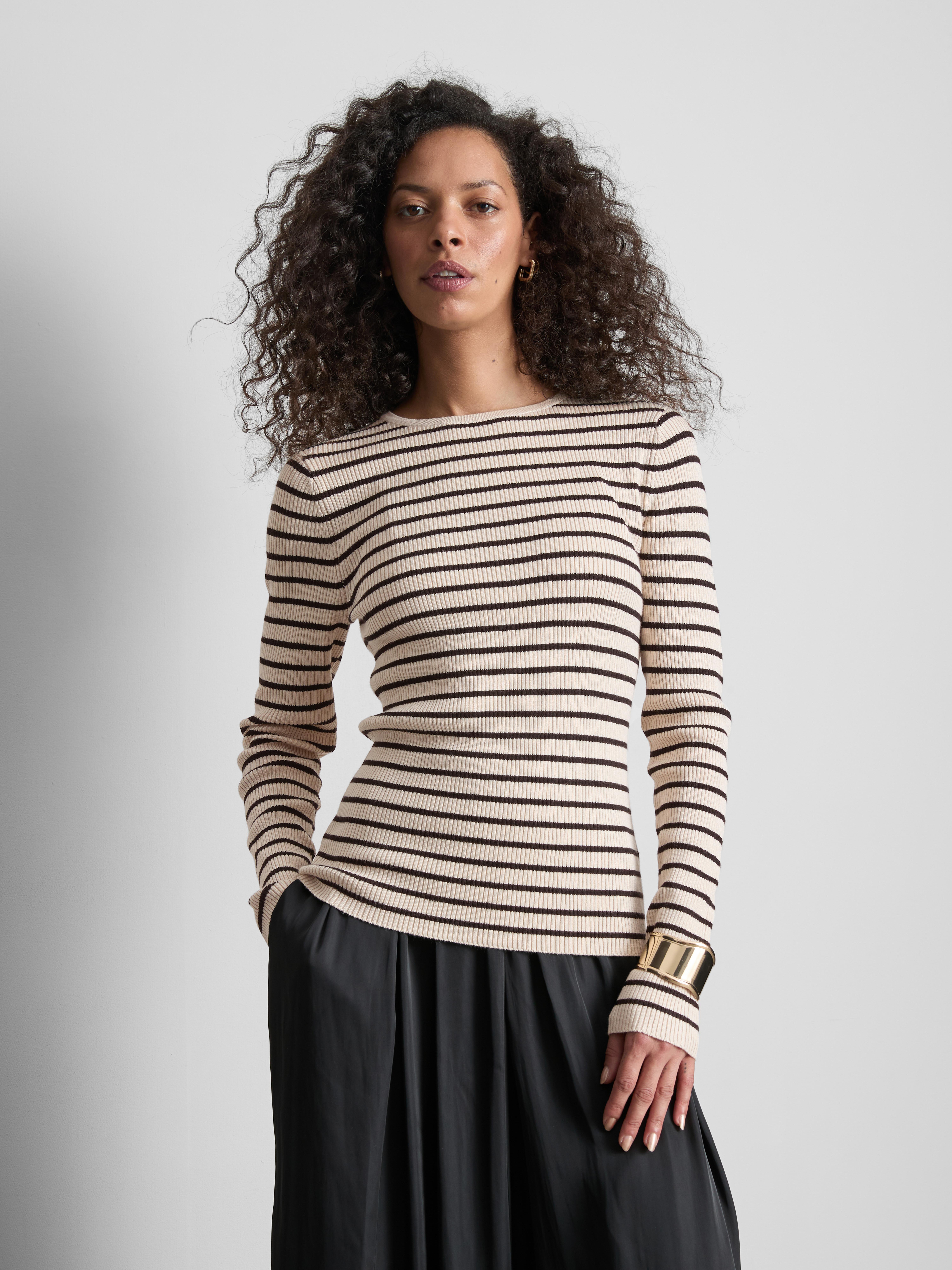 Ribbed Crew Neck Jumper Oatmeal