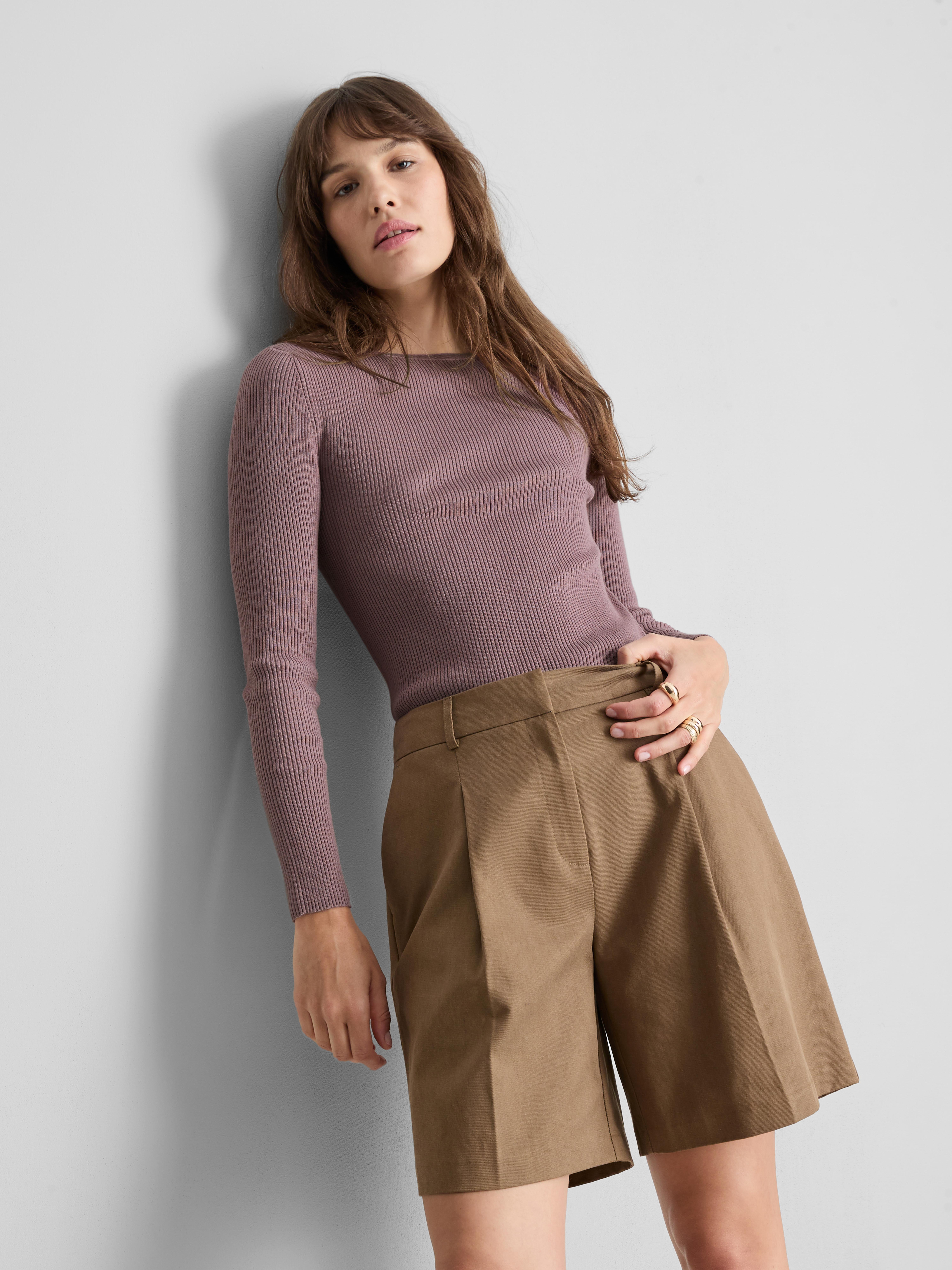 Ribbed Crew Neck Jumper Purple