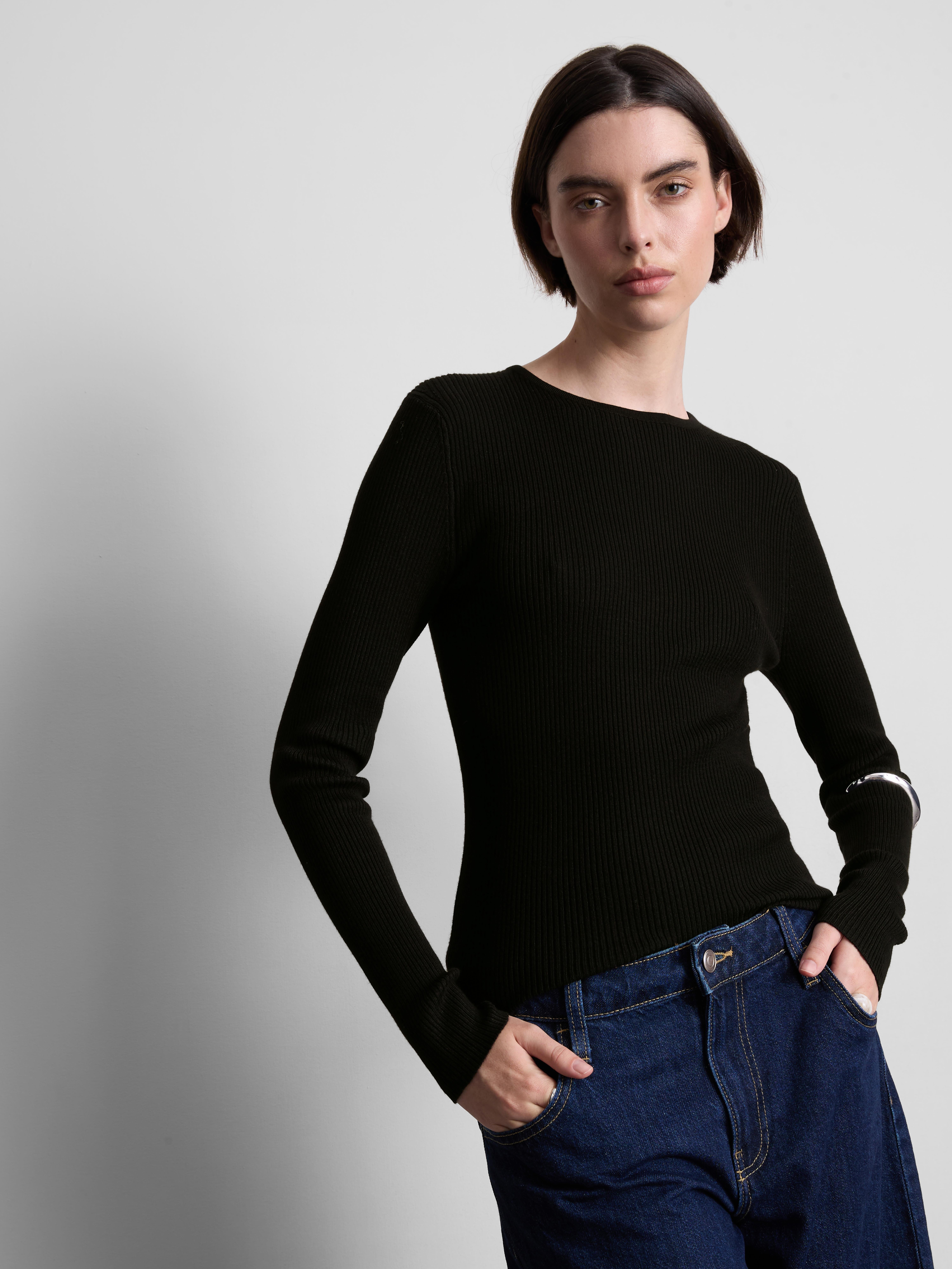 Ribbed Crew Neck Sweater